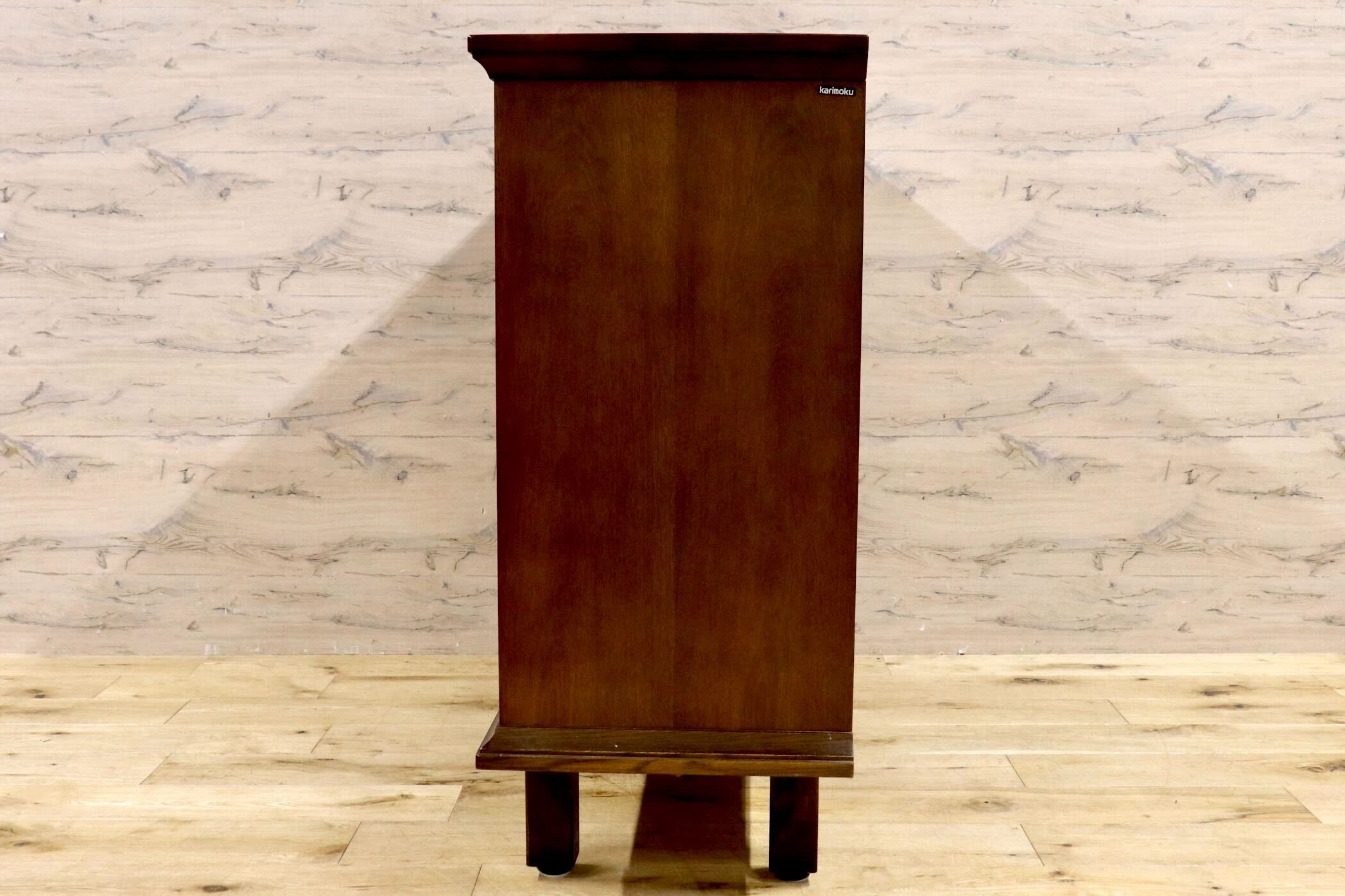 GMIH129○Karimoku / カリモク 下駄箱 シューズボックス 玄関収納 靴箱 キャビネット サイドボード ナラ材 脚付き