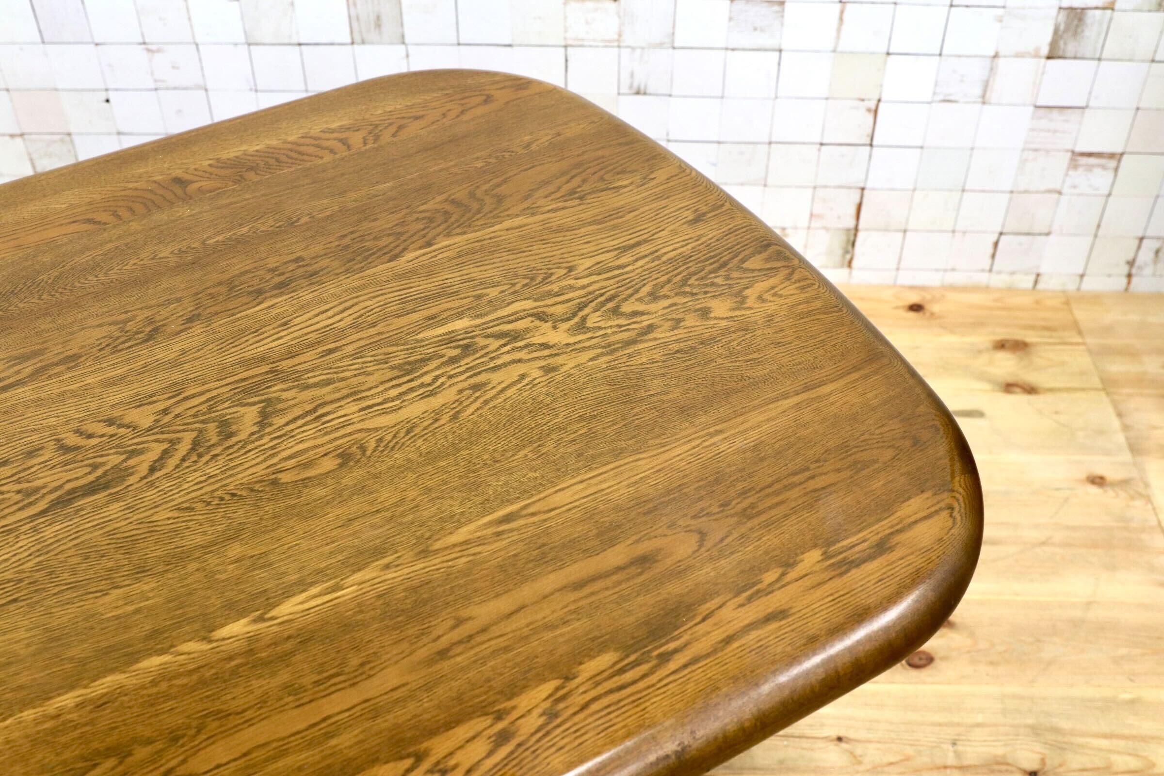 GMJK114○HAMAMOTO / 浜本工芸 楢材 ダイニングテーブル 食卓テーブル 国産家具 和モダン 昭和レトロ ヴィンテージ