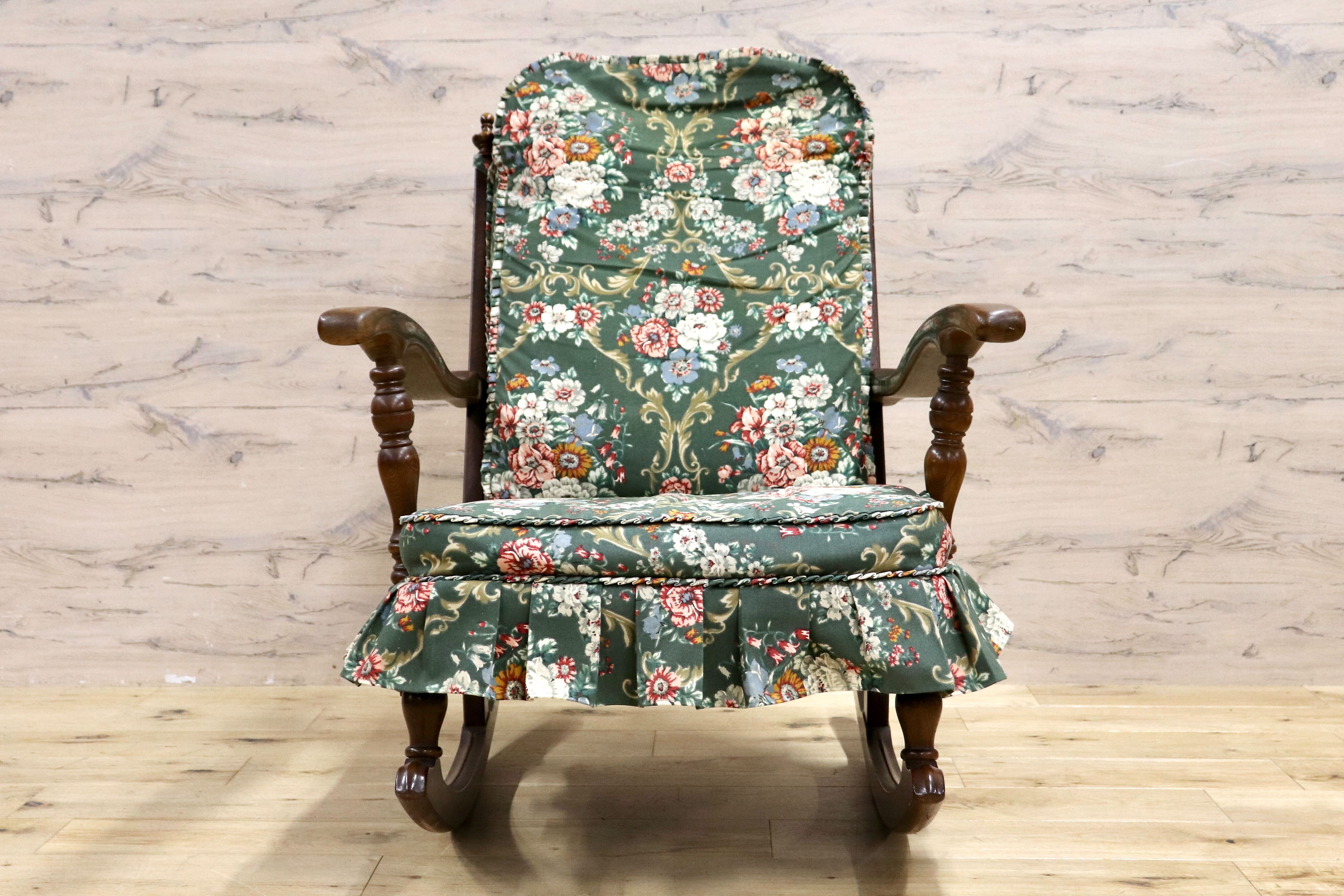 GMIH306A○HIDA / 飛騨産業 キツツキ 穂高 ロッキングチェア 揺り椅子 レトロ チェア 花柄 クラシック アンティーク調 ヴィンテージ
