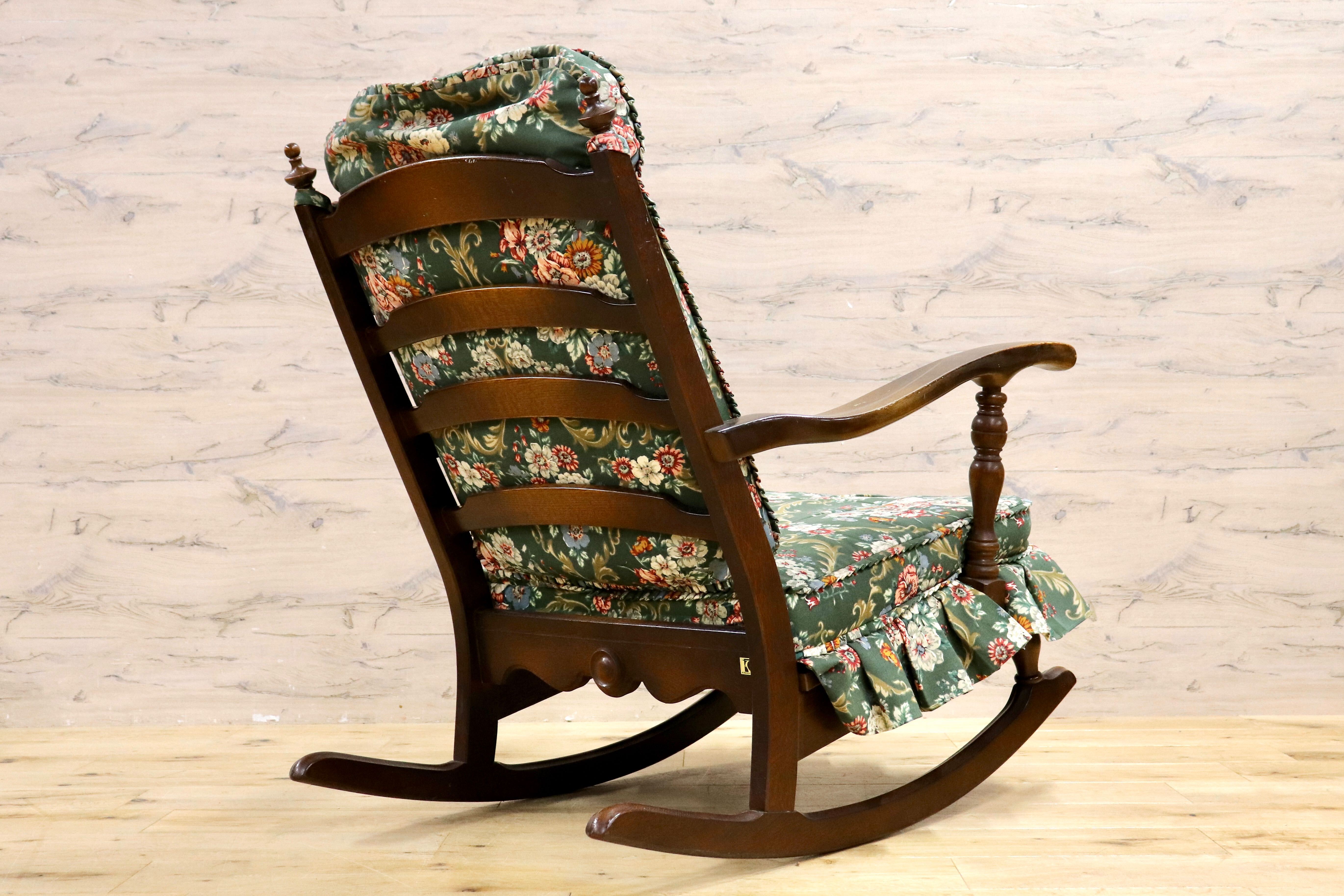 GMIH306A○HIDA / 飛騨産業 キツツキ 穂高 ロッキングチェア 揺り椅子 レトロ チェア 花柄 クラシック アンティーク調 ヴィンテージ