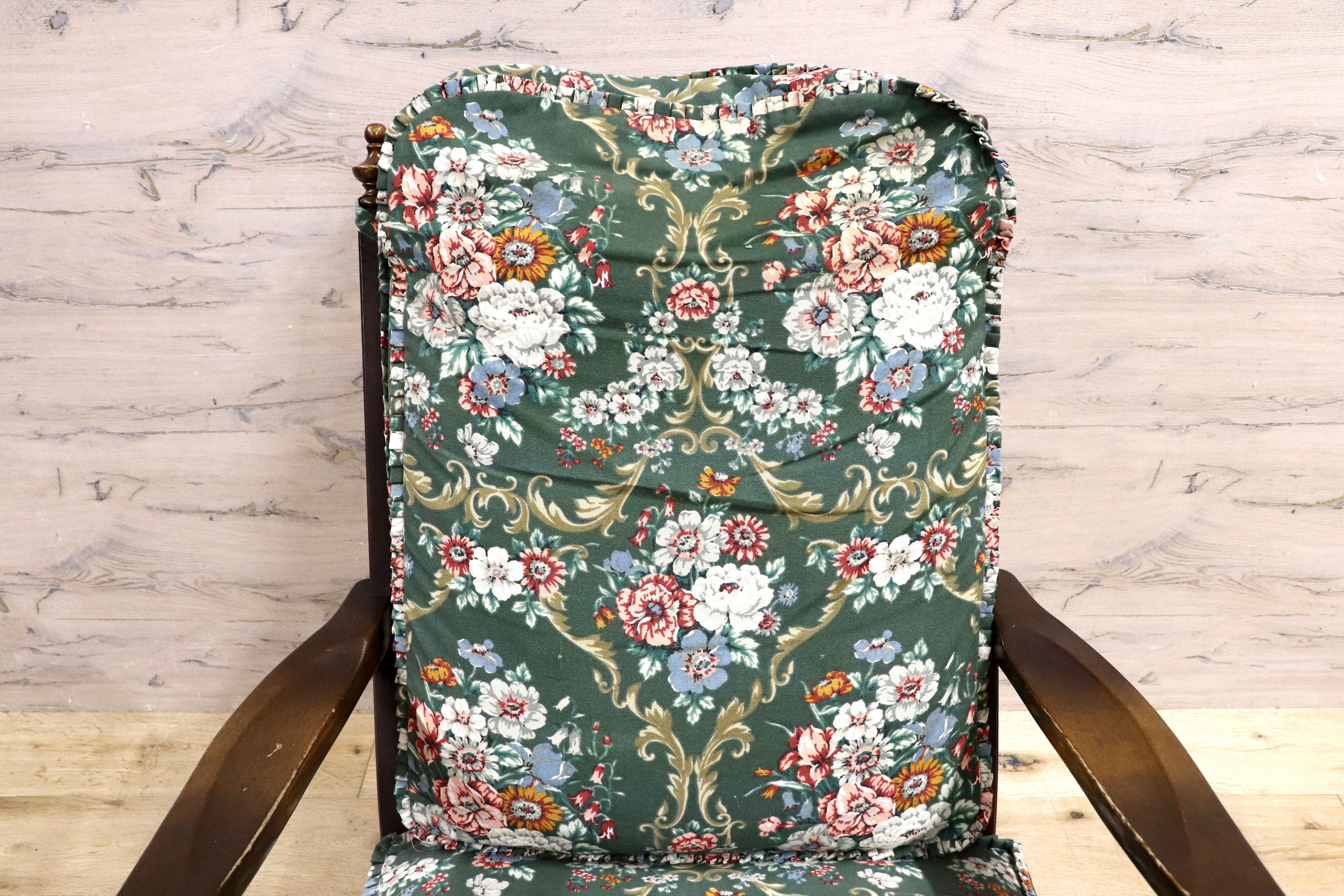 GMIH306A○HIDA / 飛騨産業 キツツキ 穂高 ロッキングチェア 揺り椅子 レトロ チェア 花柄 クラシック アンティーク調 ヴィンテージ