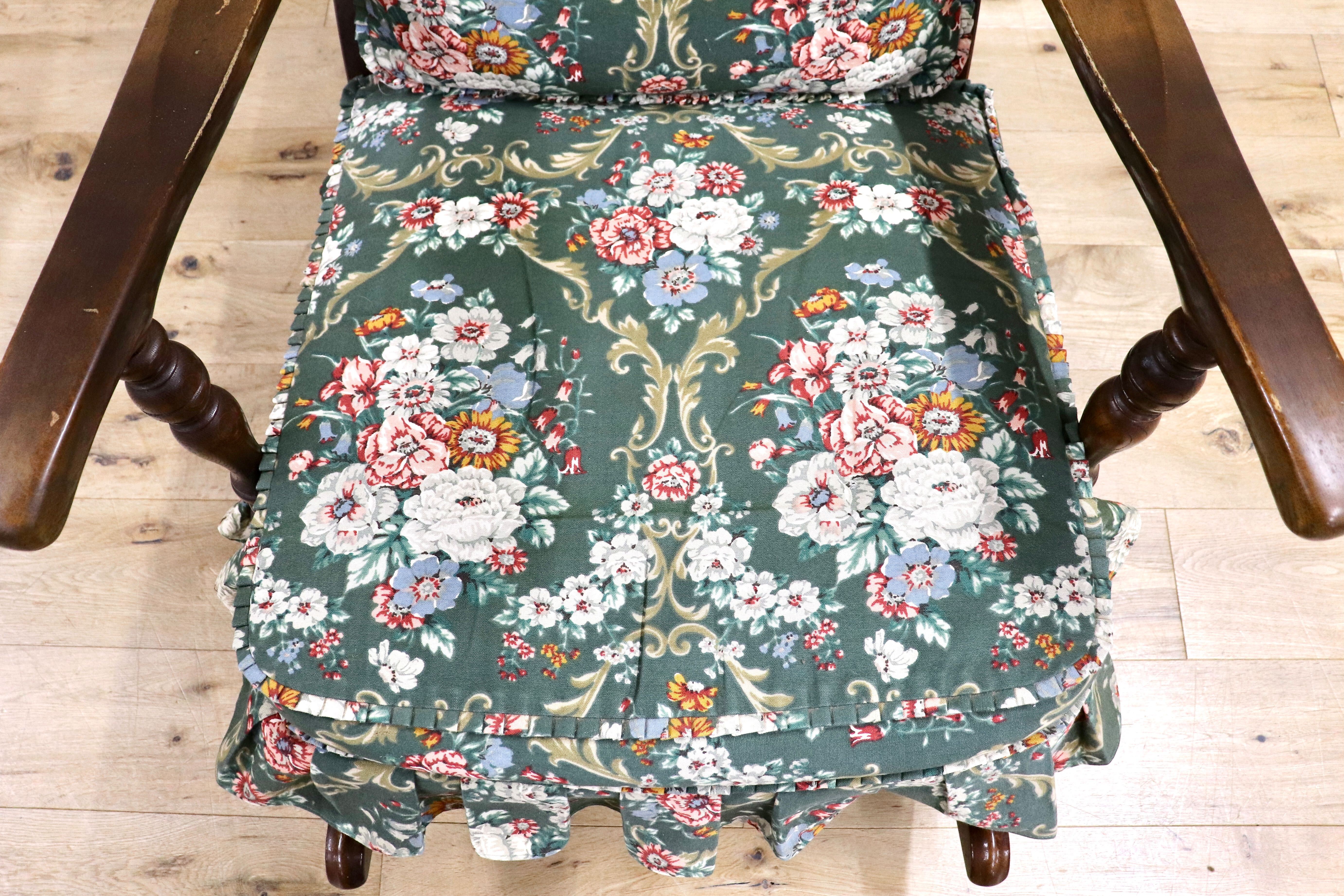 GMIH306A○HIDA / 飛騨産業 キツツキ 穂高 ロッキングチェア 揺り椅子 レトロ チェア 花柄 クラシック アンティーク調 ヴィンテージ