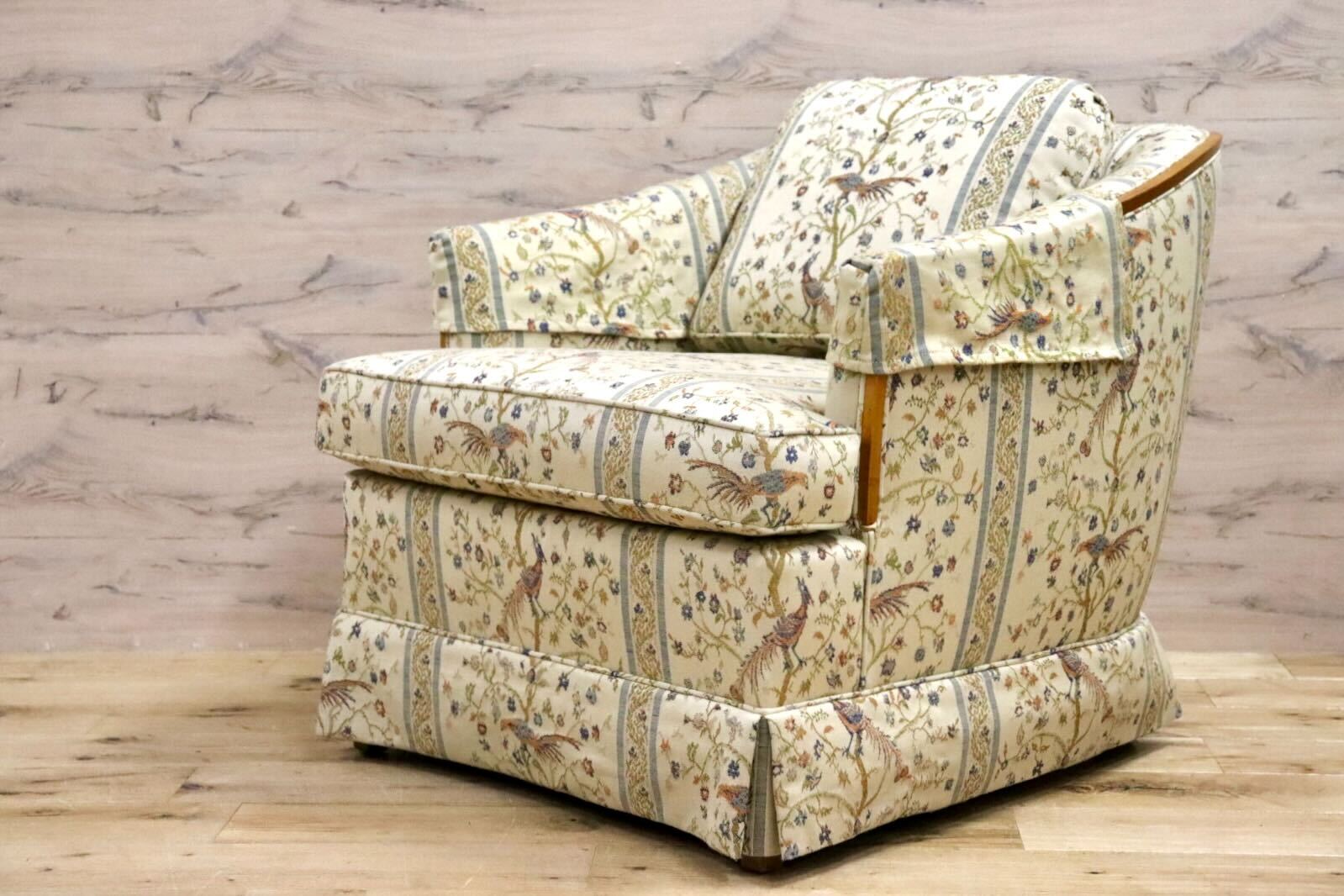 GMHN257B○DREXEL HERITAGE / ドレクセルヘリテイジ 1人掛けソファ シングルソファ アームチェア ファブリック ヴィンテージ 美品