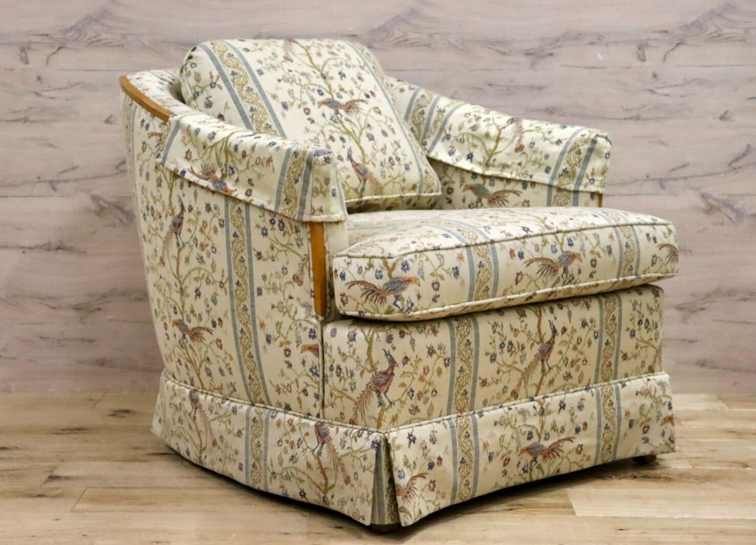 GMHN257B○DREXEL HERITAGE / ドレクセルヘリテイジ 1人掛けソファ シングルソファ アームチェア ファブリック ヴィンテージ 美品