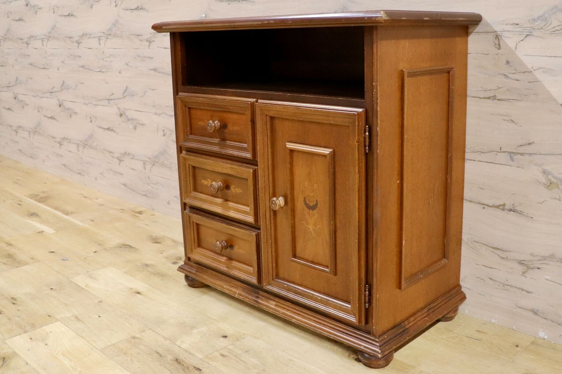 GMHK702○イタリア製 アンティーク 電話台 FAX台 花台 キャビネット サイドボード リビングボード チェスト 飾り棚 クラシック