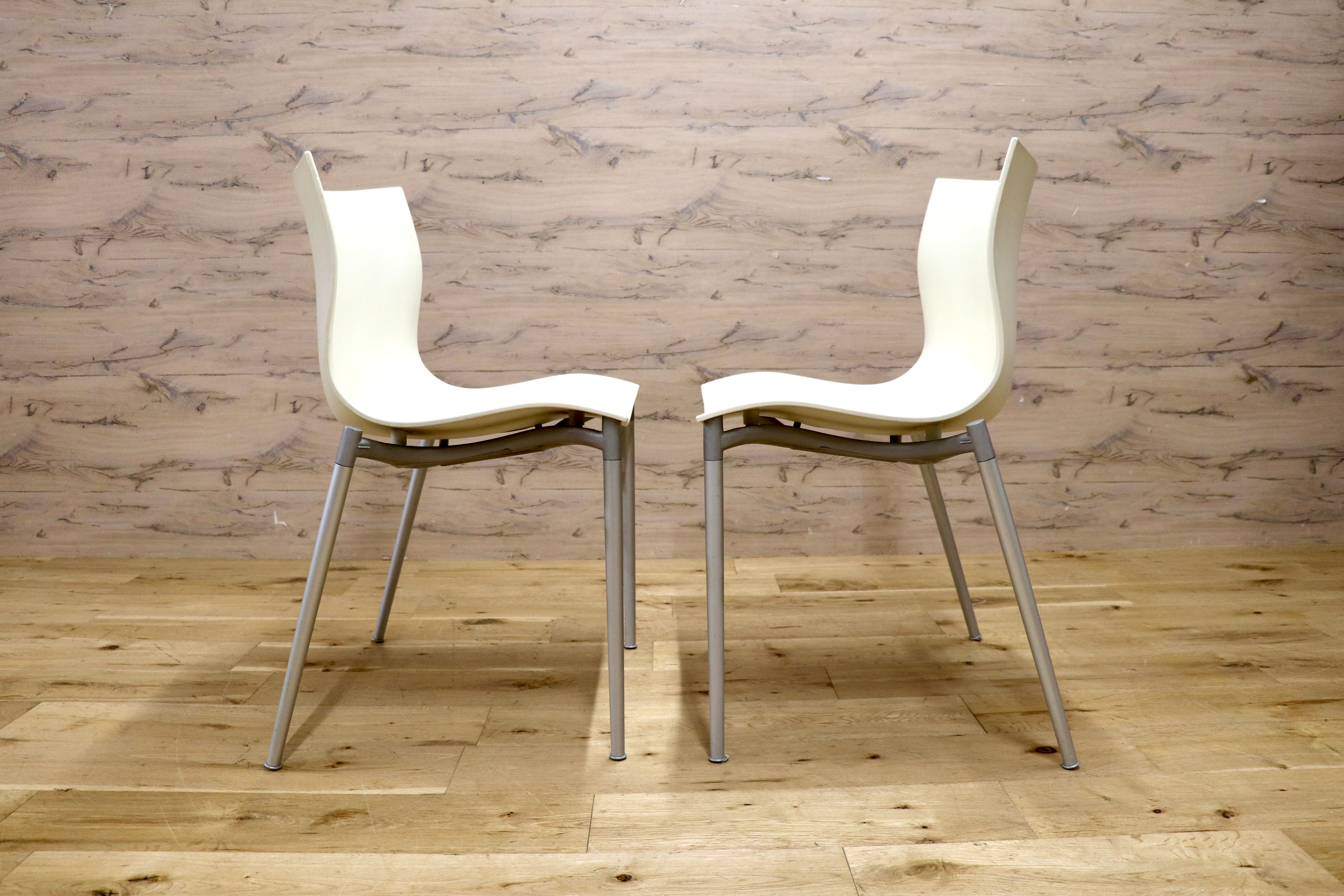 GMJK321A◯Driade / ドリアデ Cameleon Chair カメレオンチェア ダイニングチェア 椅子 スタッキング モダン ホワイト 2脚セット