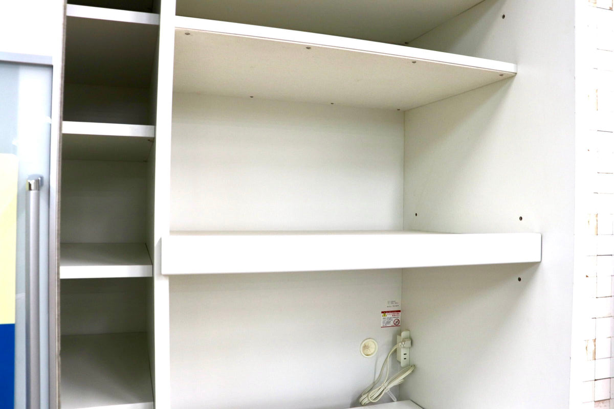 GMJO132〇松田家具 パーフェクト収納 食器棚 キッチンボード ダイニングボード 引き戸 スライド扉 家電収納 コンセント付き ホワイト 国産