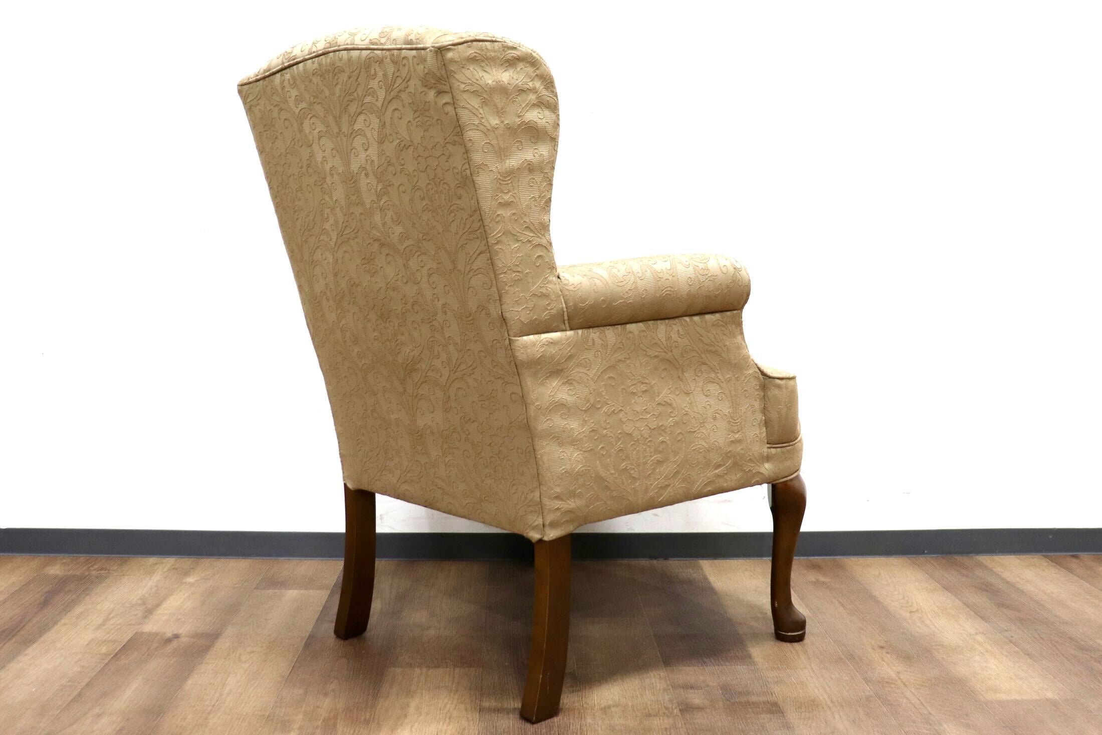 GMHH492A○西洋 アンティーク 1人掛けソファ アームチェア シングルソファ ウィングバックチェア ファブリック 猫脚 ヨーロピアン