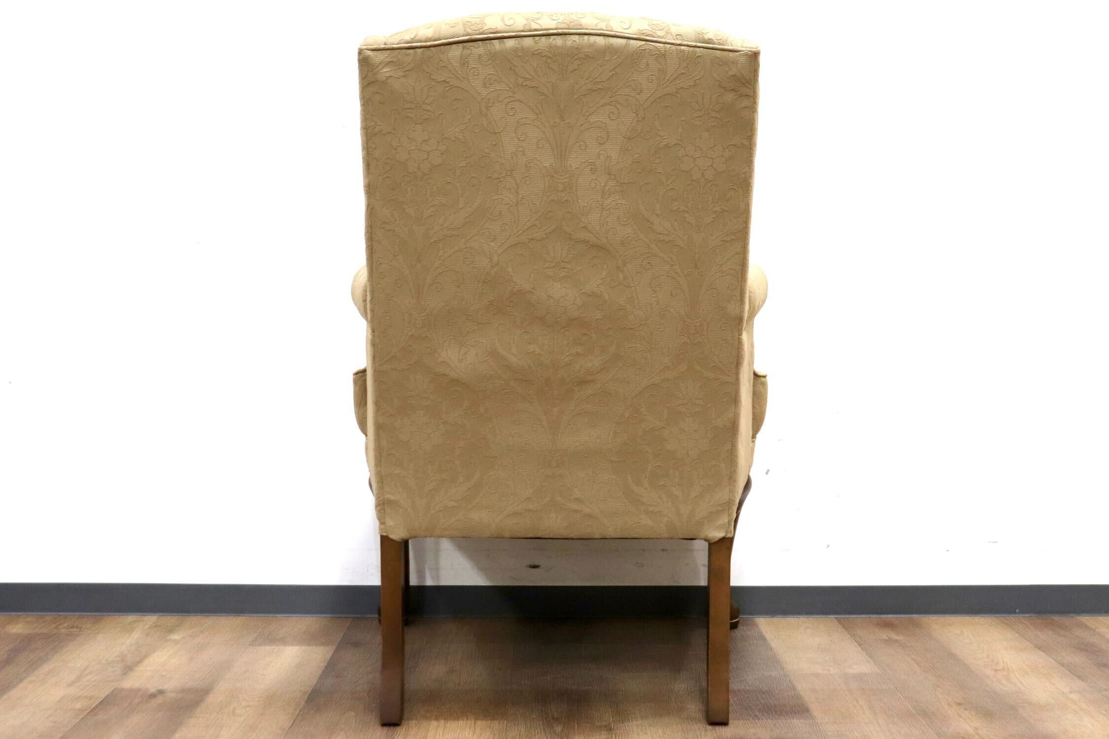 GMHH492A○西洋 アンティーク 1人掛けソファ アームチェア シングルソファ ウィングバックチェア ファブリック 猫脚 ヨーロピアン