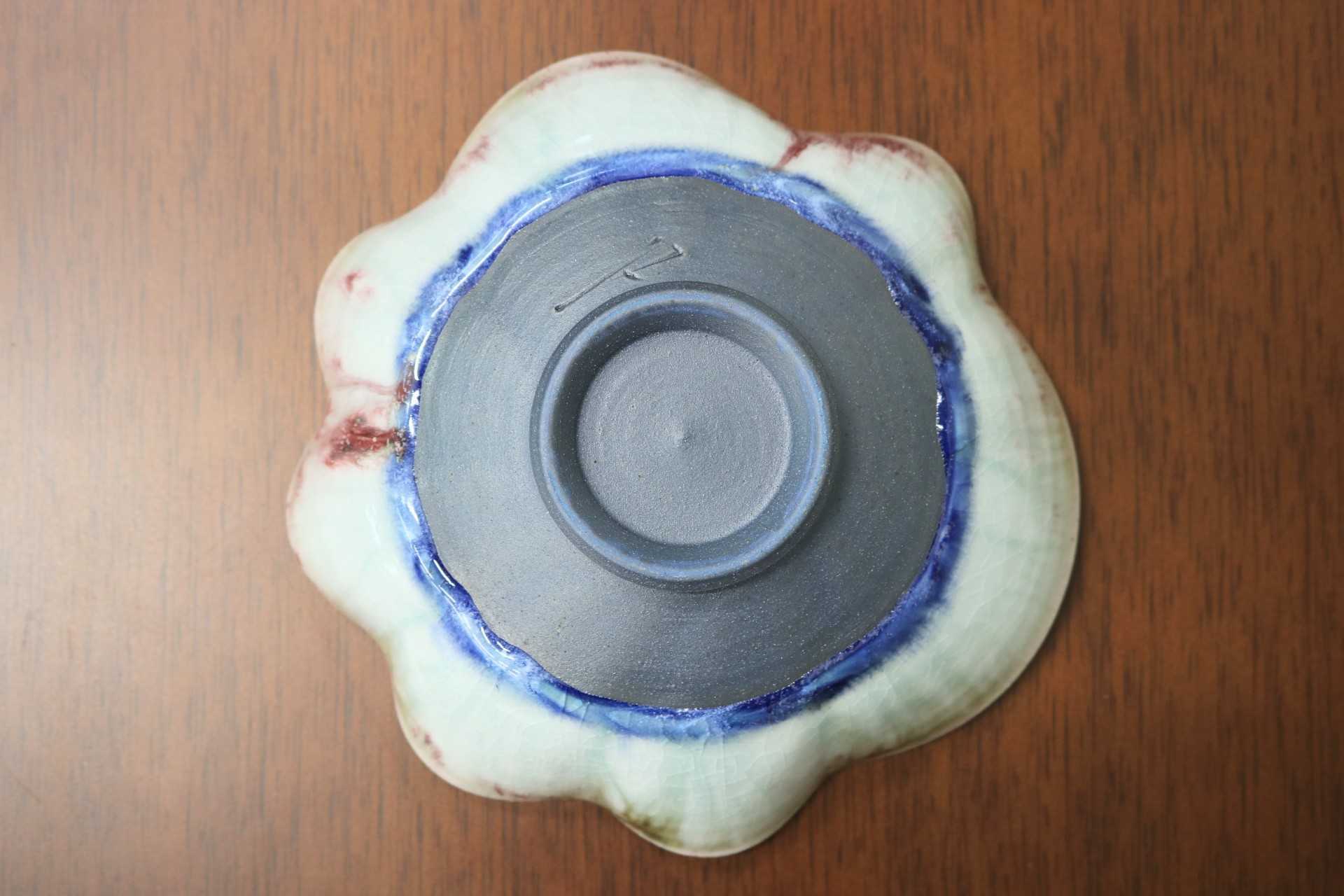 GMJO85B○千代市陶房 清水万佐年 丹波焼 辰砂輪花鉢 陶器 伝統工芸 丹波篠山 未使用