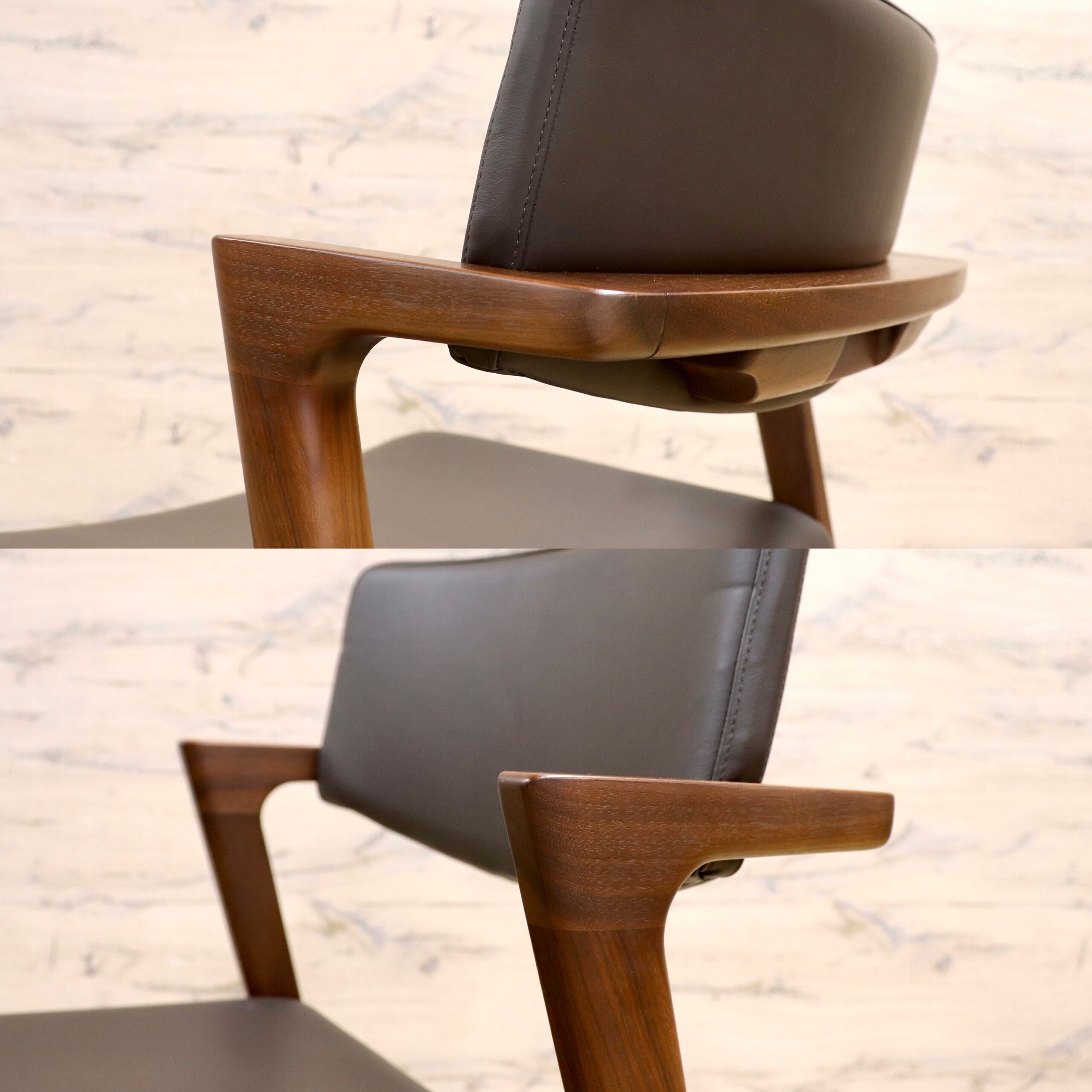 GMIS266A○Fuji furniture / 冨士ファニチア Koti D03780 ワイドアームレスチェア ダイニングチェア ウォルナット 展示品 定価約13万