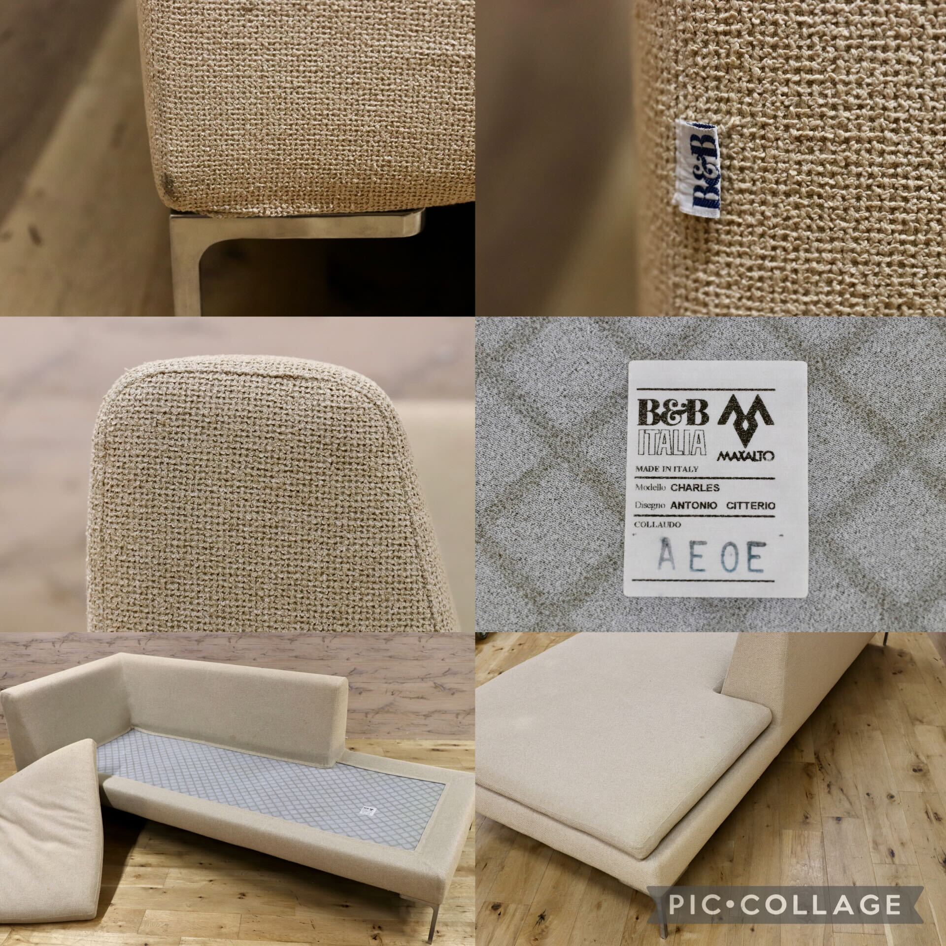 GMHK282A○B&B ITALIA Charles チャールズ シェーズロング カウチソファ ファブリック イタリアモダン アントニオ・チッテリオ 約120万