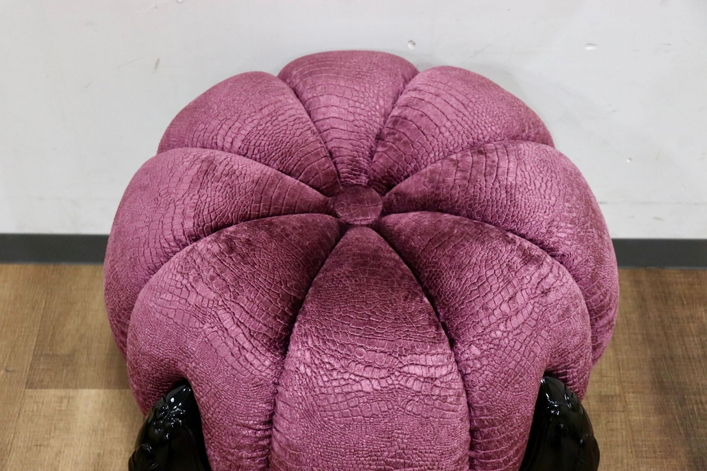 GMHH489C○パンプキンスツール アンティーク調 猫脚 ファブリック オットマン 腰掛け ヨーロピアン エレガント チェア 展示品