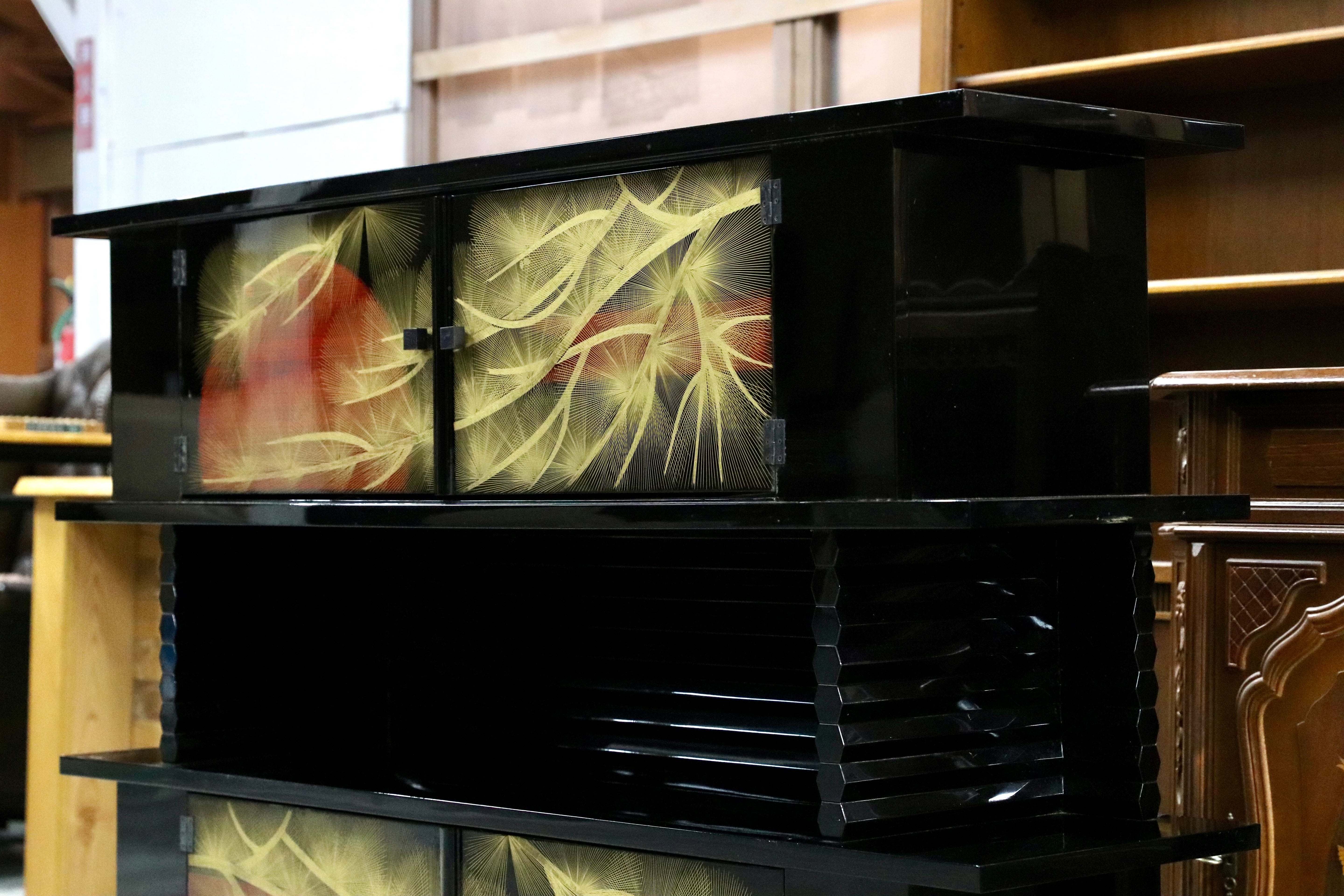 GMHS493○伝統工芸 輪島塗 茶棚 飾り棚 サイドボード リビングボード キャビネット 和家具 和室 座敷 約250万 在庫保管品