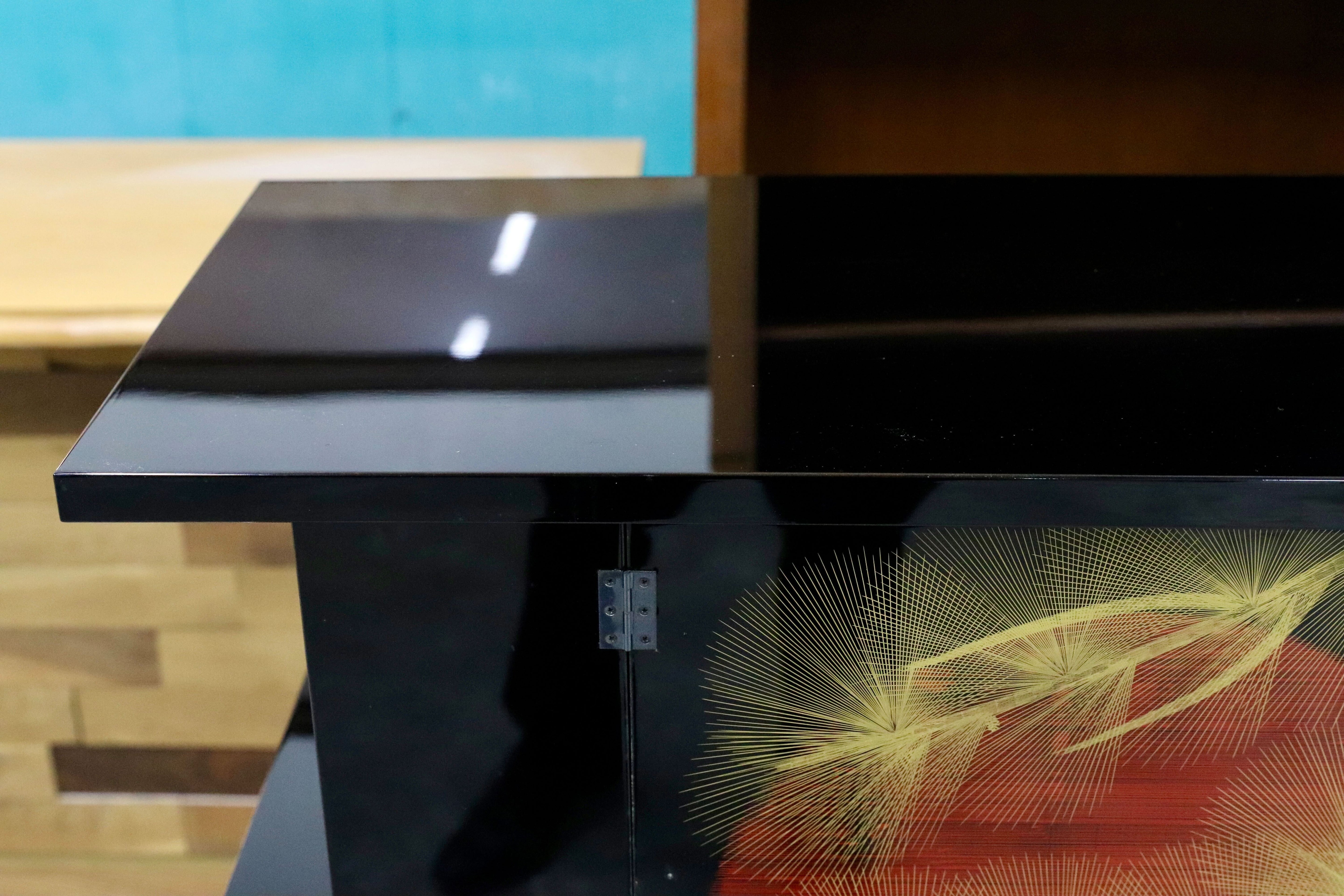 GMHS493○伝統工芸 輪島塗 茶棚 飾り棚 サイドボード リビングボード キャビネット 和家具 和室 座敷 約250万 在庫保管品