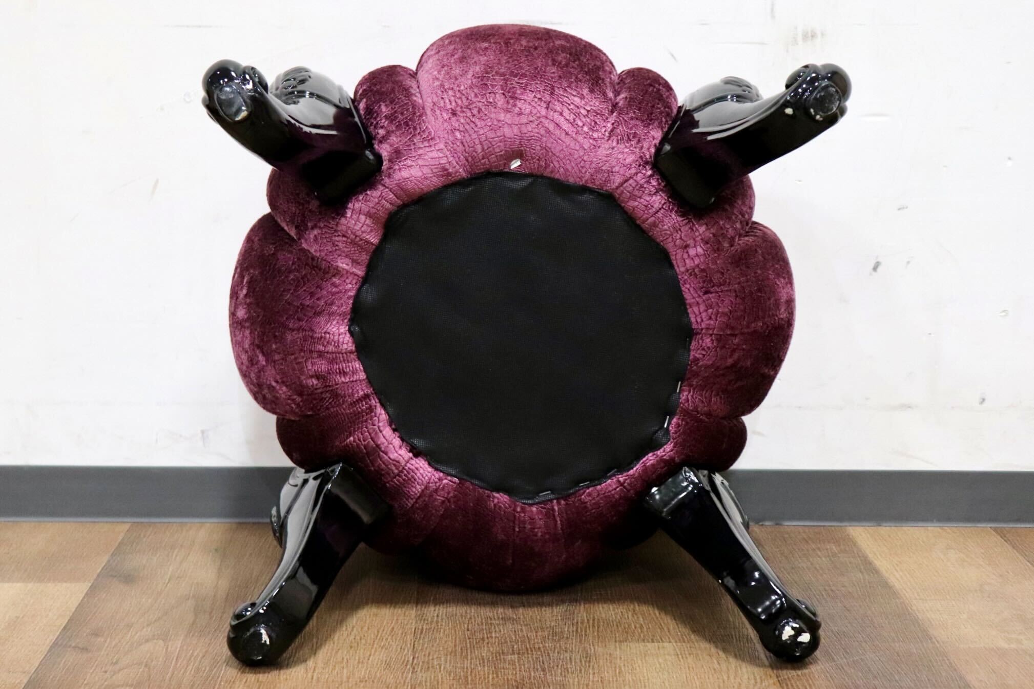 GMHH489C○パンプキンスツール アンティーク調 猫脚 ファブリック オットマン 腰掛け ヨーロピアン エレガント チェア 展示品