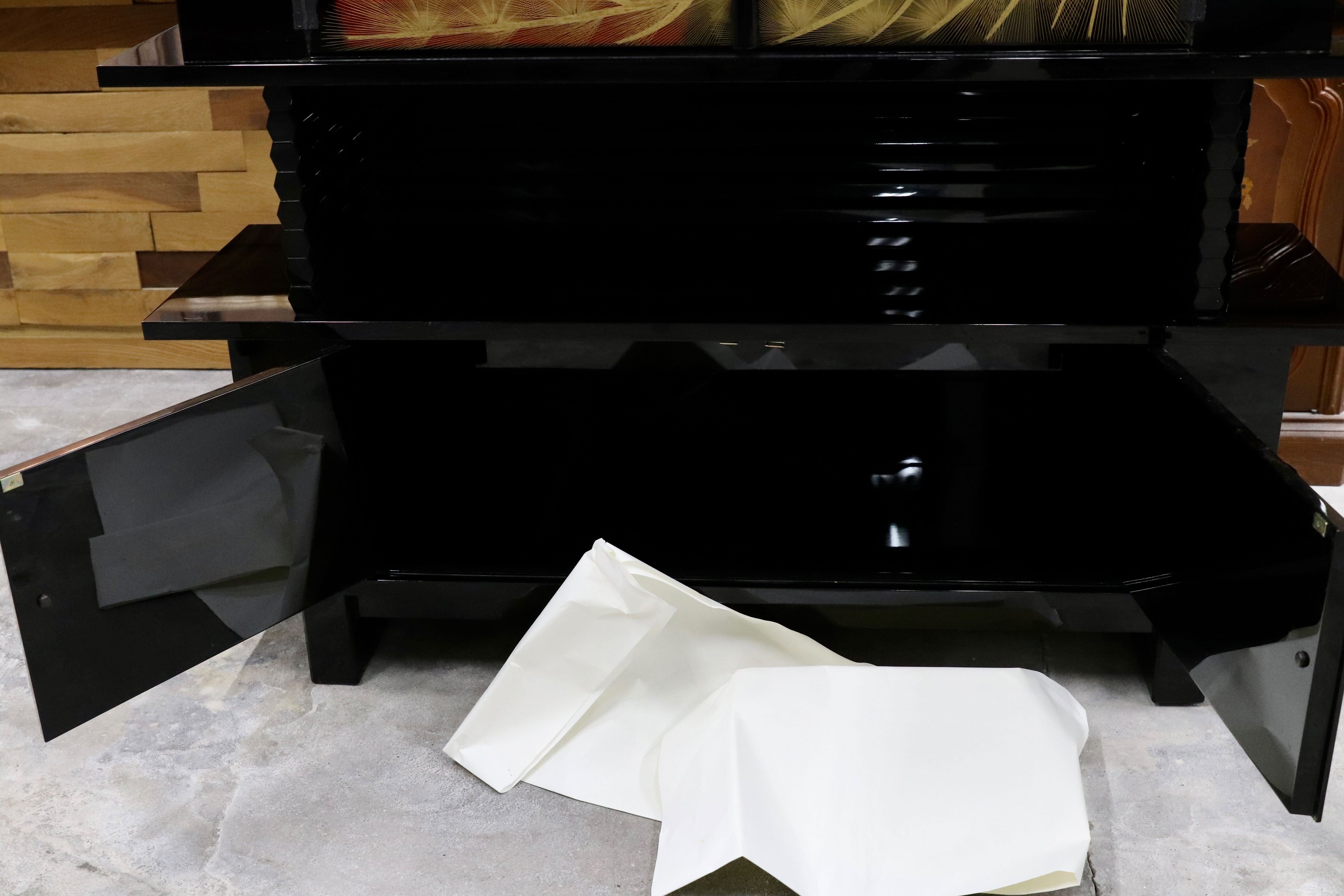 GMHS493○伝統工芸 輪島塗 茶棚 飾り棚 サイドボード リビングボード キャビネット 和家具 和室 座敷 約250万 在庫保管品