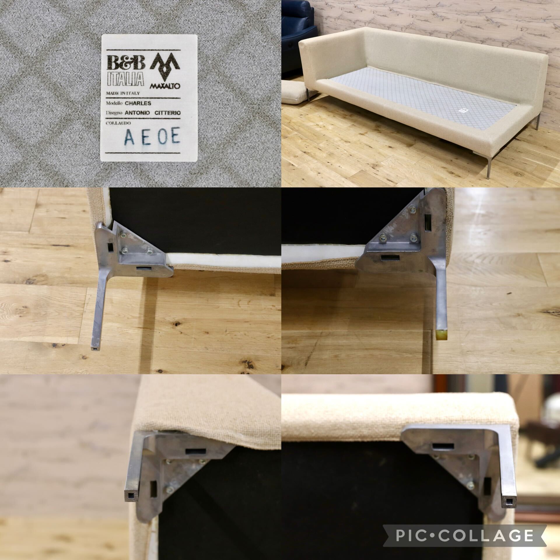 GMHK282B○B&B ITALIA Charles チャールズ シェーズロング カウチソファ ファブリック イタリアモダン アントニオ・チッテリオ 約120万