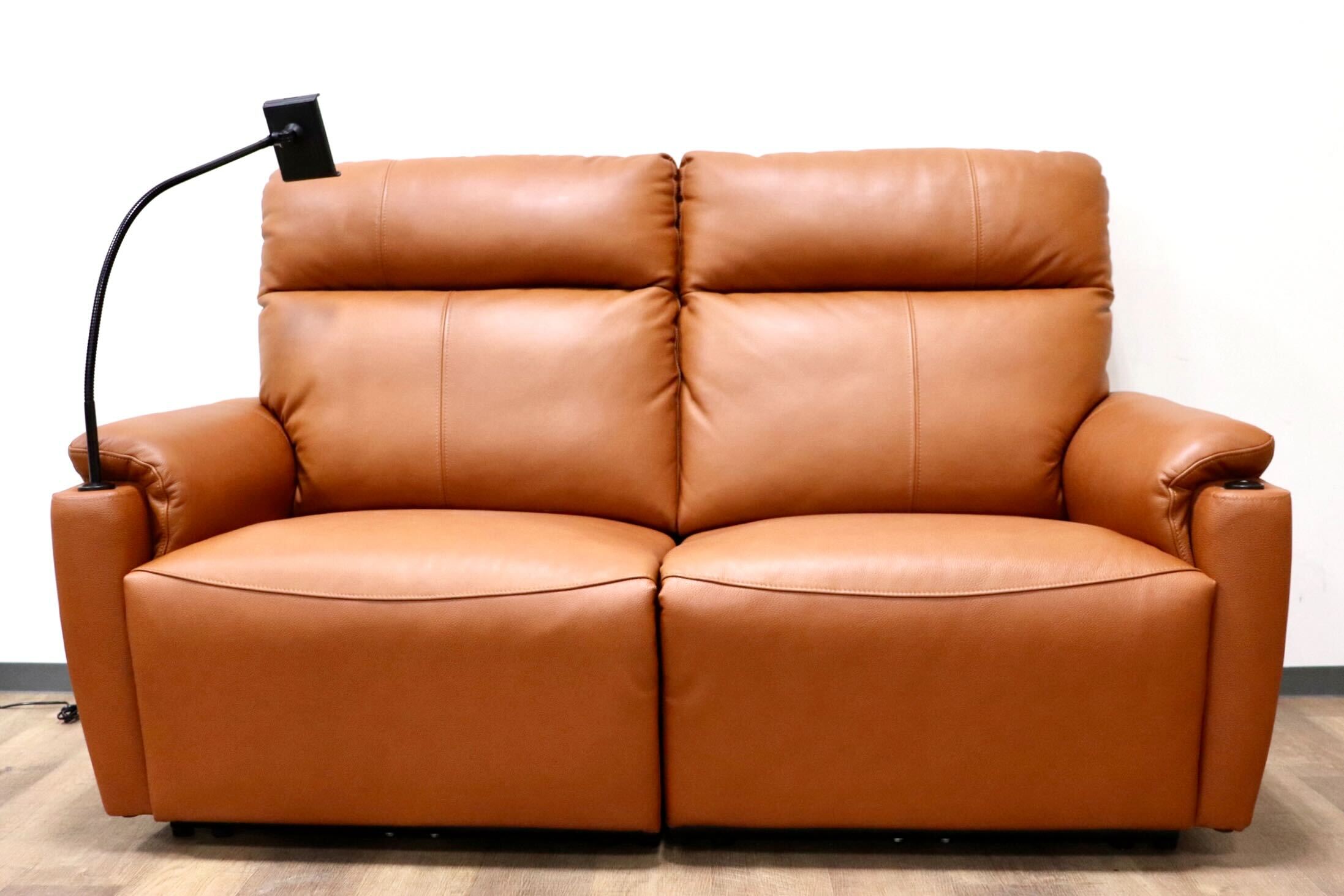 GMGH416○ヤマダオリジナル 両側電動リクライニングソファ 2人掛けソファ ラブソファ 本革 ライトブラウン タブレットアーム 定価15万 美品