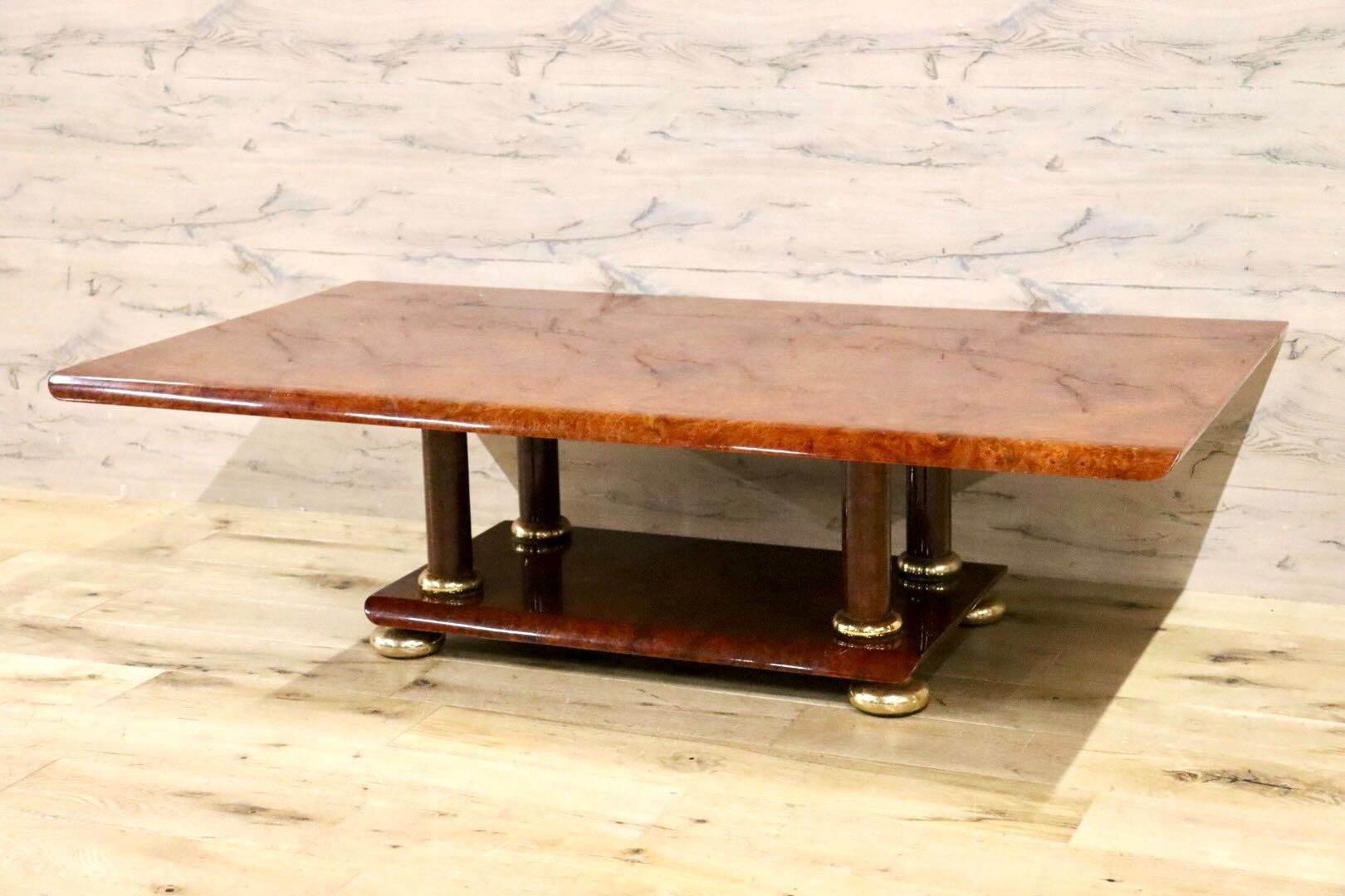 GMHS325○イタリア製 センターテーブル リビングテーブル ローテーブル エレガント 玉杢 応接 輸入家具 ヨーロピアン