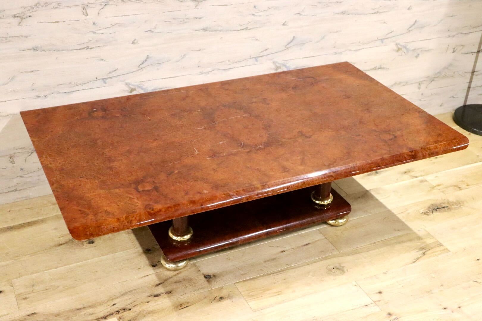 GMHS325○イタリア製 センターテーブル リビングテーブル ローテーブル エレガント 玉杢 応接 輸入家具 ヨーロピアン