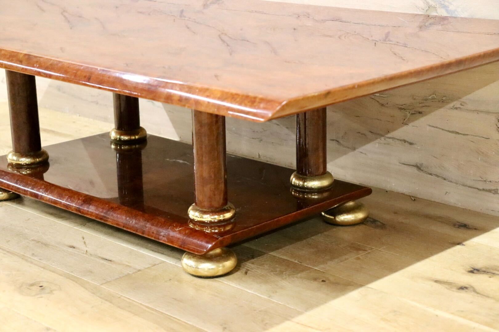 GMHS325○イタリア製 センターテーブル リビングテーブル ローテーブル エレガント 玉杢 応接 輸入家具 ヨーロピアン