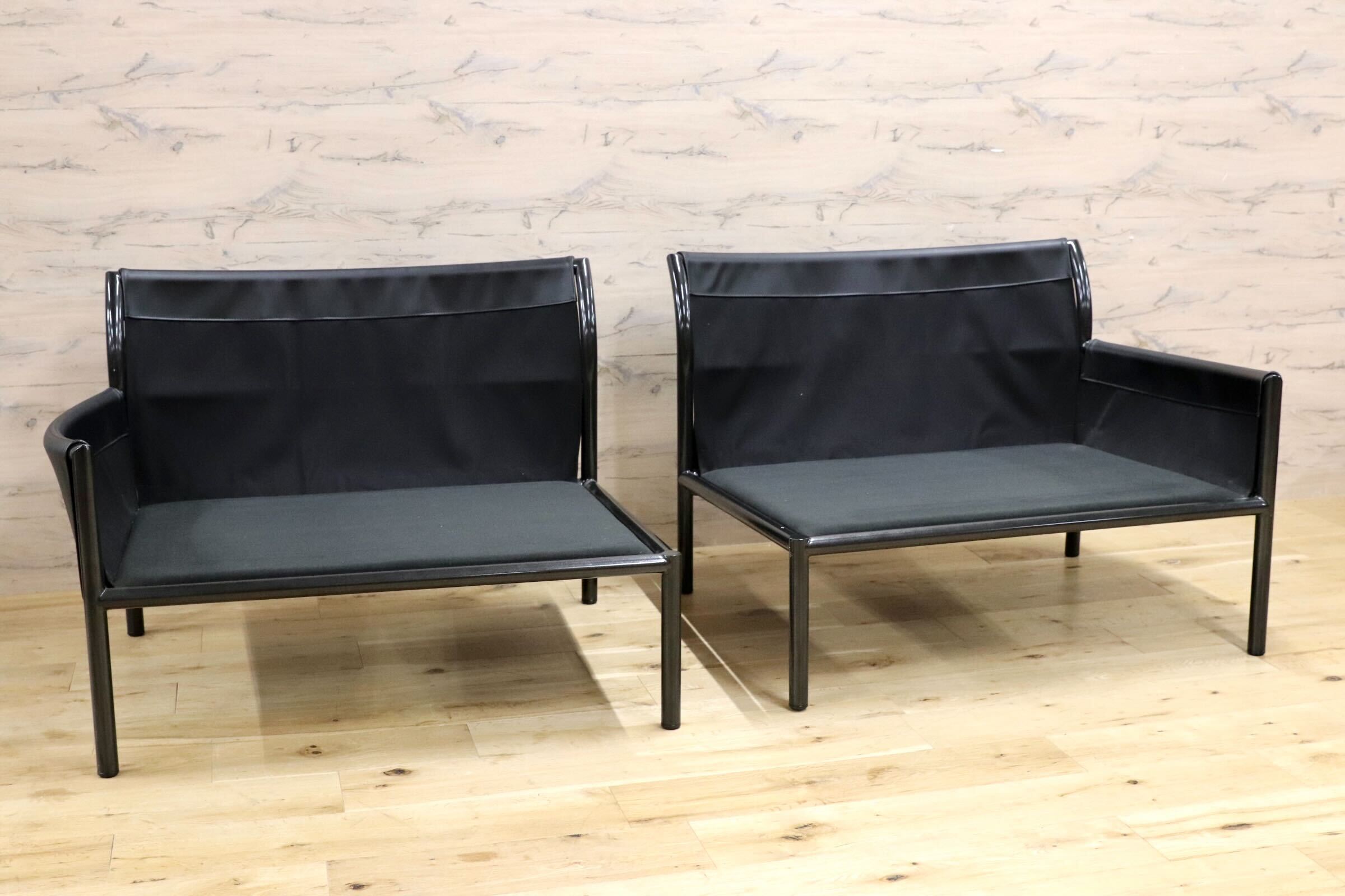 GMJH143○Ritzwell / リッツウェル ARMSTRONG アームストロング 片肘ソファ 左右セット 2Pソファ スチール レザー 定価95万〜113万 展示品