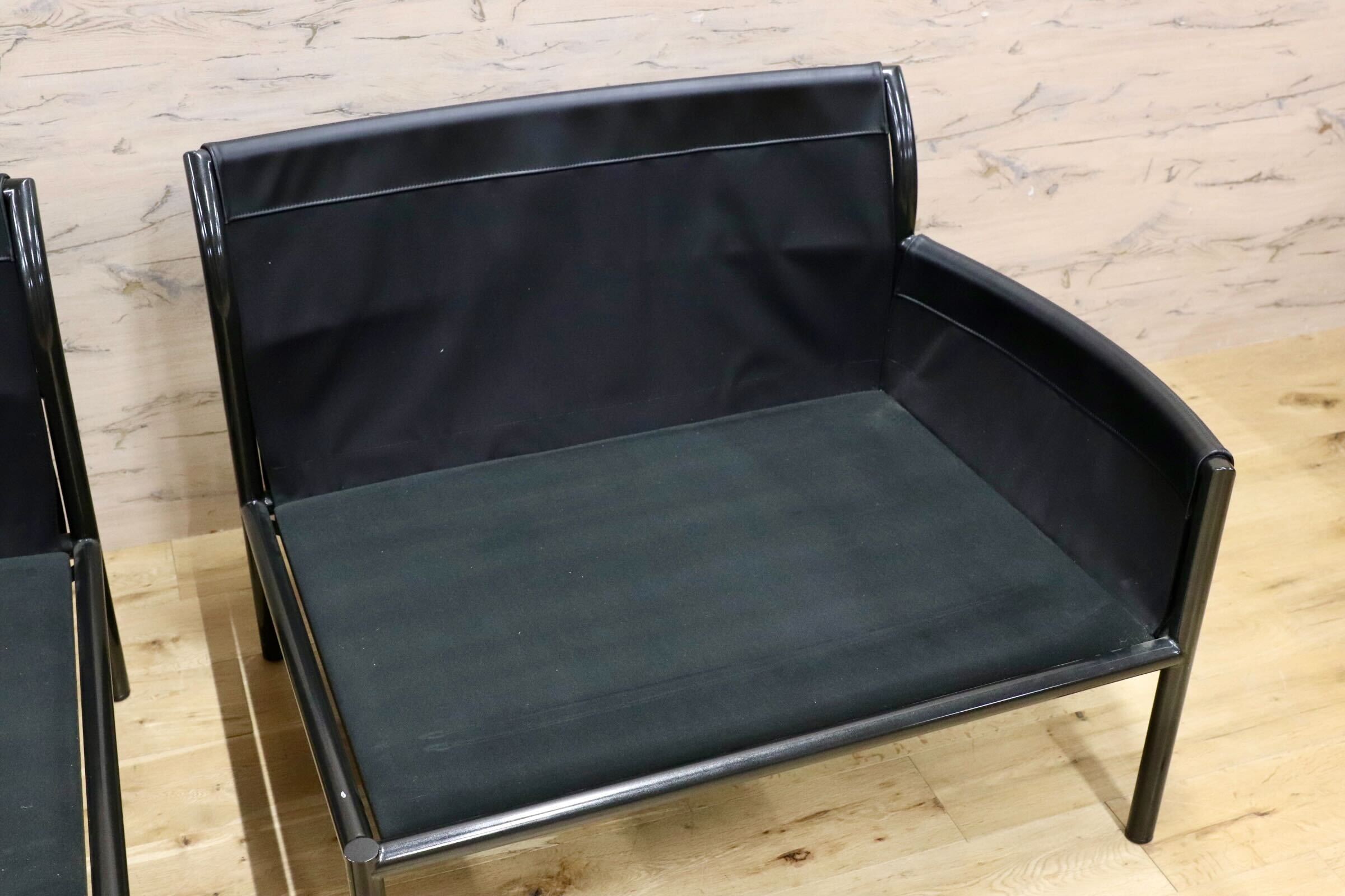GMJH143○Ritzwell / リッツウェル ARMSTRONG アームストロング 片肘ソファ 左右セット 2Pソファ スチール レザー 定価95万〜113万 展示品