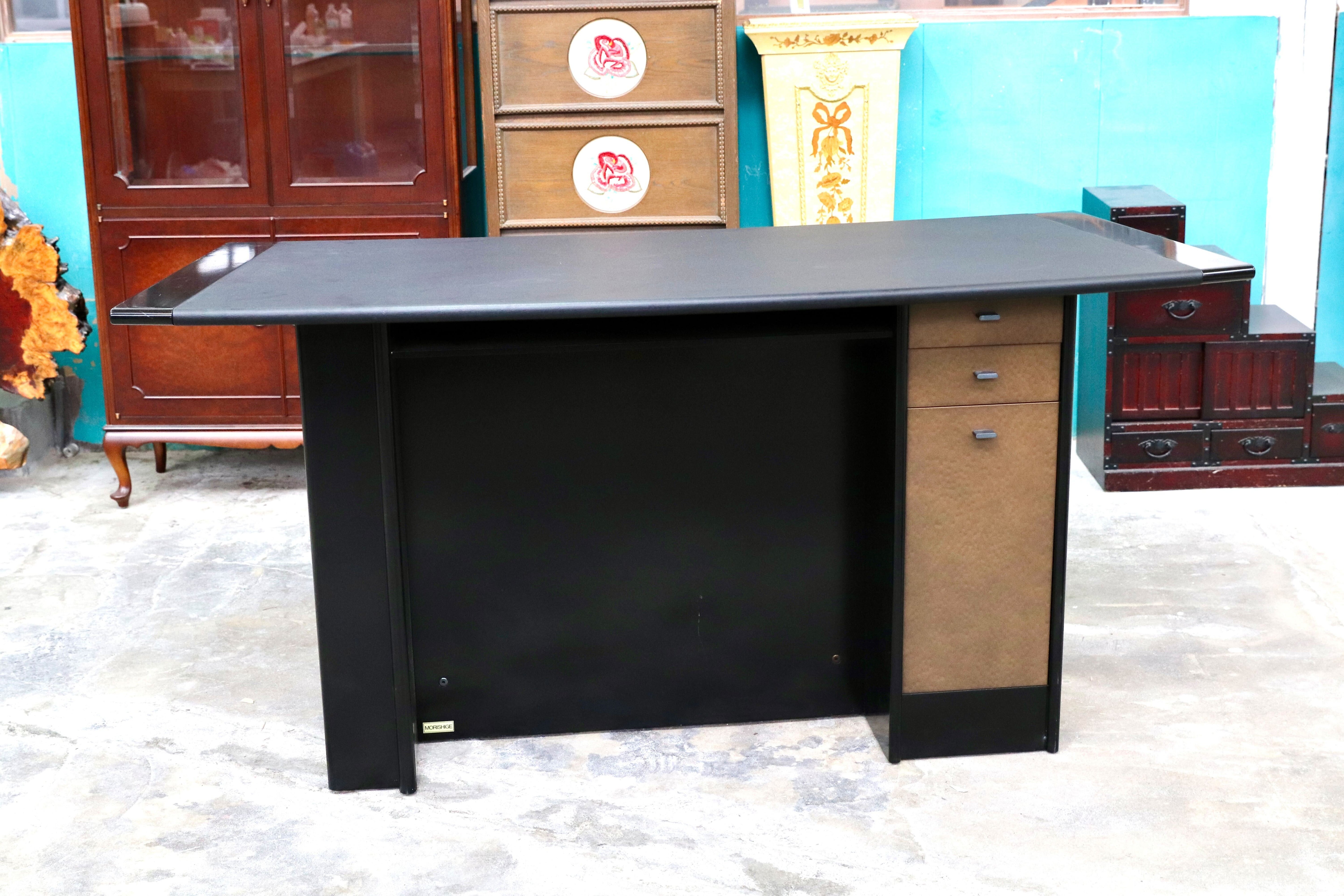 GMIS434E○モリシゲ / MORISHIGE マリーナ75 カウンターテーブル レザートップ ブラック モダン IDC大塚家具 廃盤 稀少 定価約53万