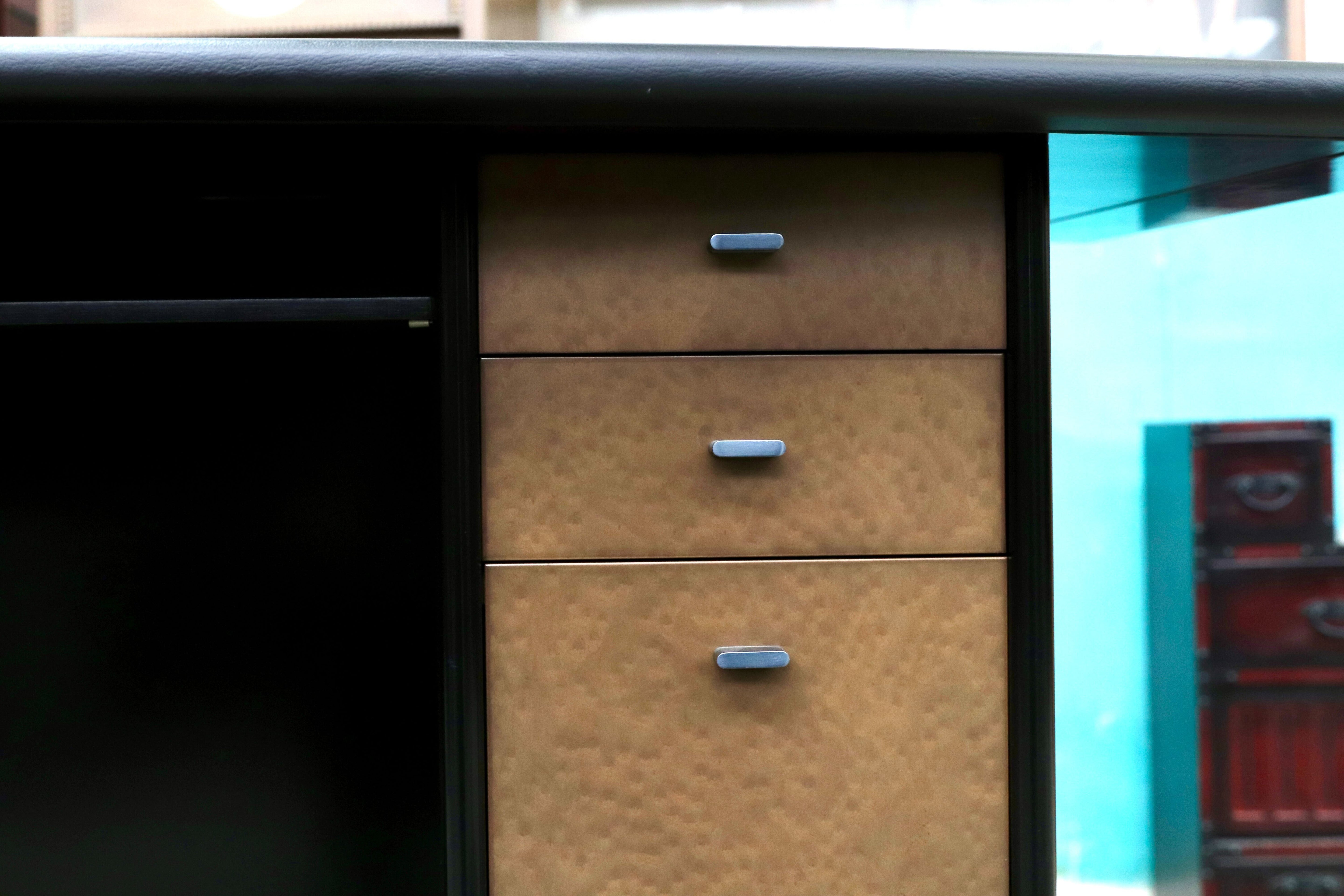 GMIS434E○モリシゲ / MORISHIGE マリーナ75 カウンターテーブル レザートップ ブラック モダン IDC大塚家具 廃盤 稀少 定価約53万