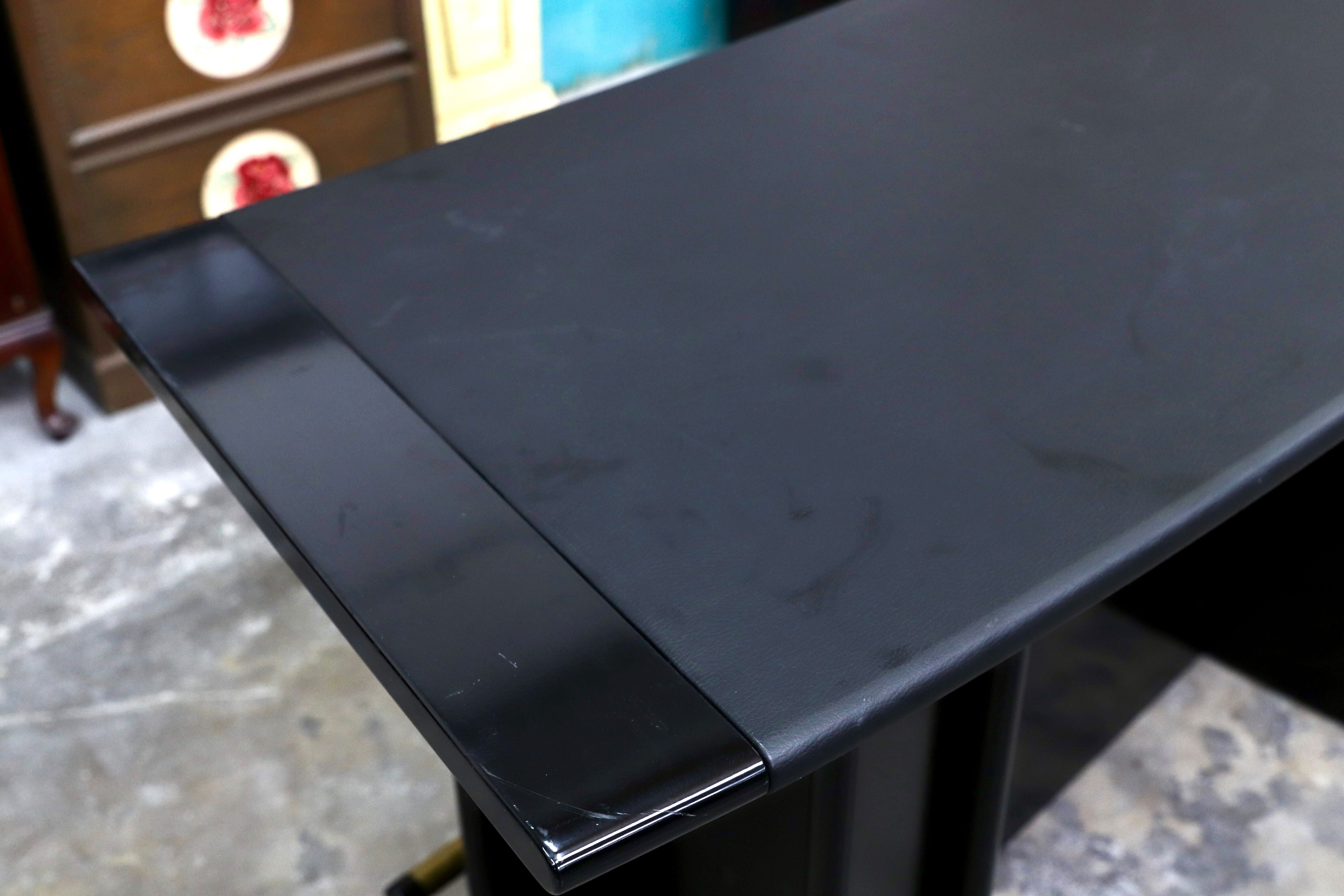 GMIS434E○モリシゲ / MORISHIGE マリーナ75 カウンターテーブル レザートップ ブラック モダン IDC大塚家具 廃盤 稀少 定価約53万