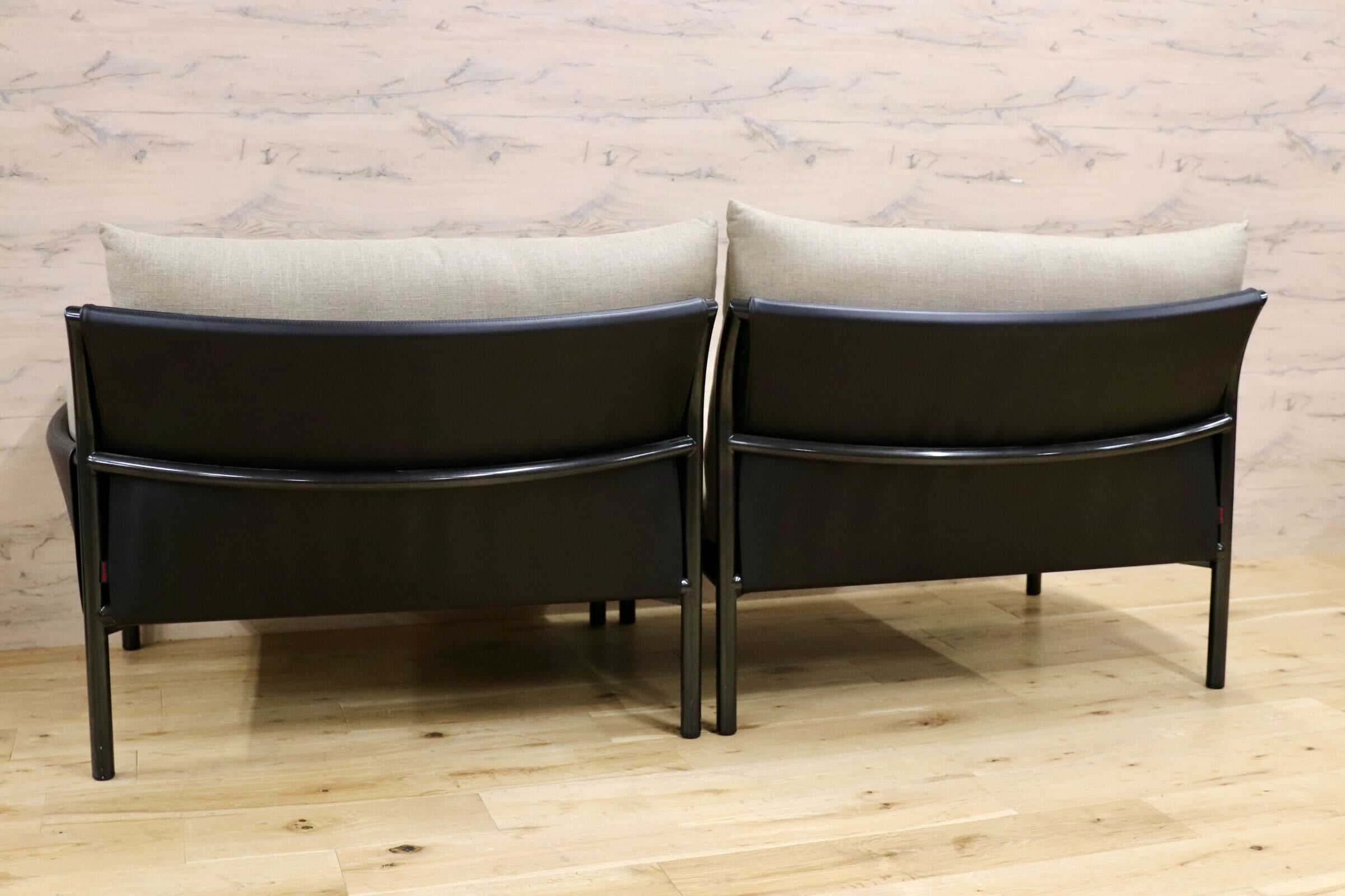 GMJH143○Ritzwell / リッツウェル ARMSTRONG アームストロング 片肘ソファ 左右セット 2Pソファ スチール レザー 定価95万〜113万 展示品