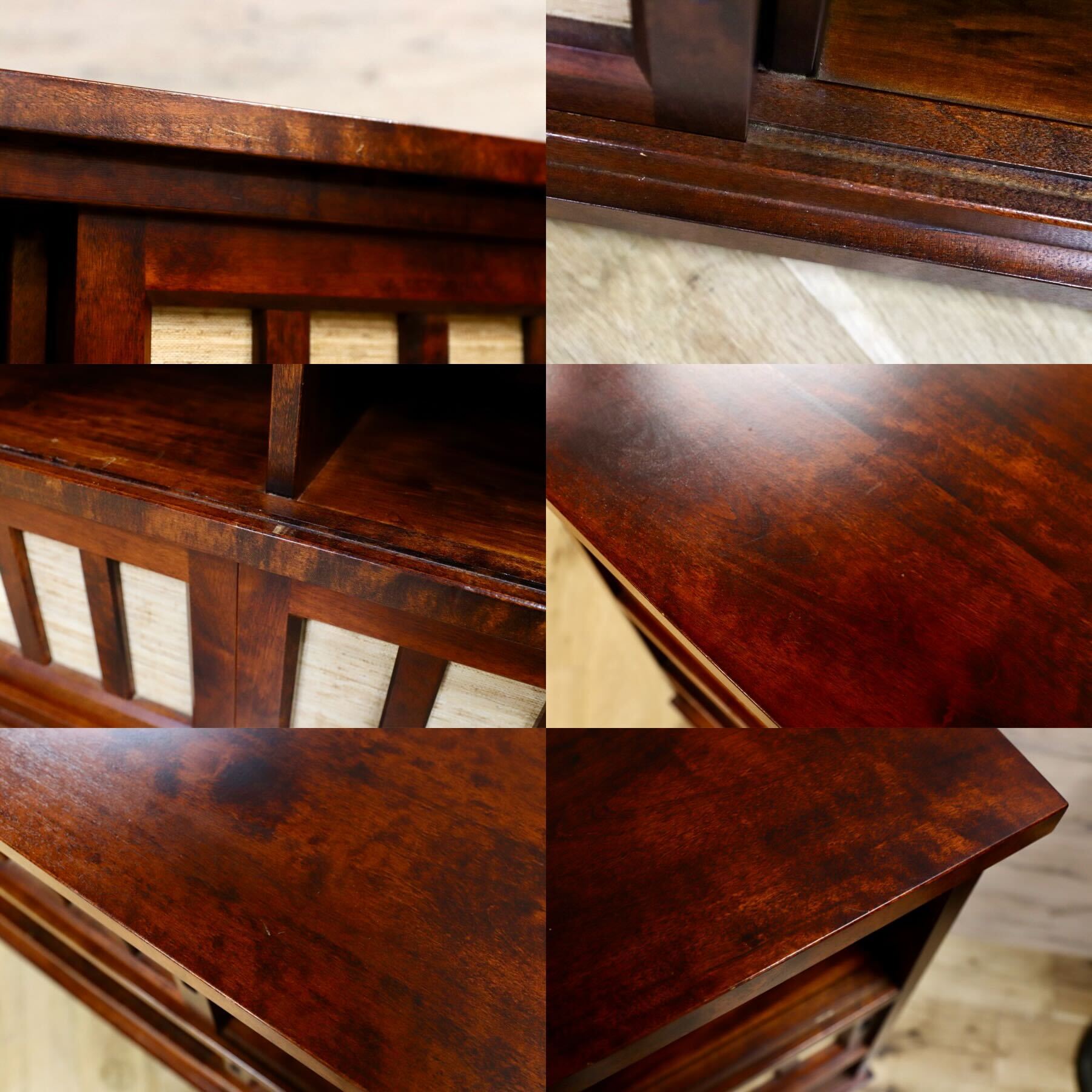 GMHH96○民藝家具 サイドボード リビングボード 茶棚 樺材 無垢材 和モダン レトロ 和室 座敷 検)九州民芸家具 松本民芸家具