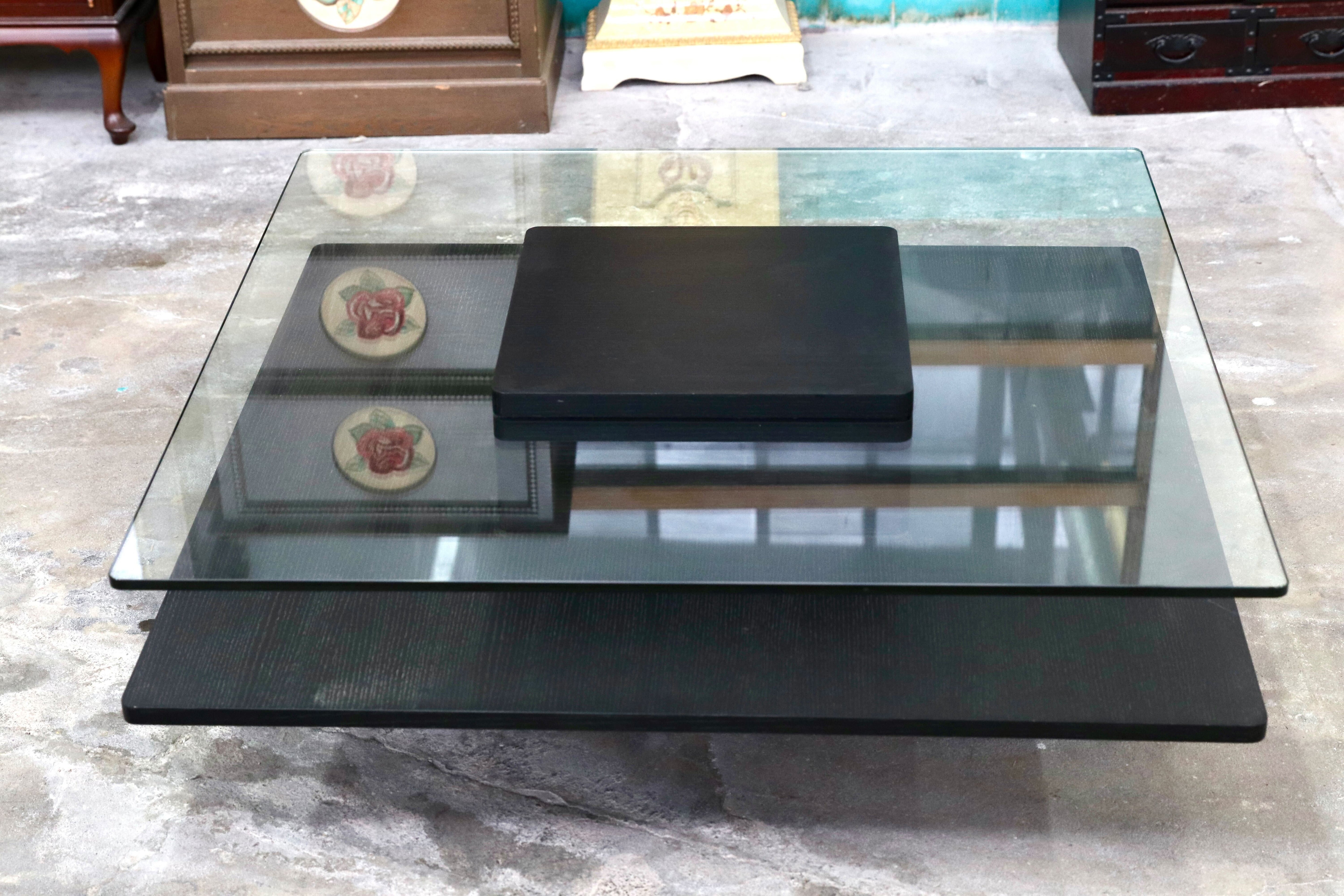 GMIK817Z○Armonia / アルモニア Karen カレン センターテーブル リビングテーブル ガラステーブル ブラック モダン 展示品