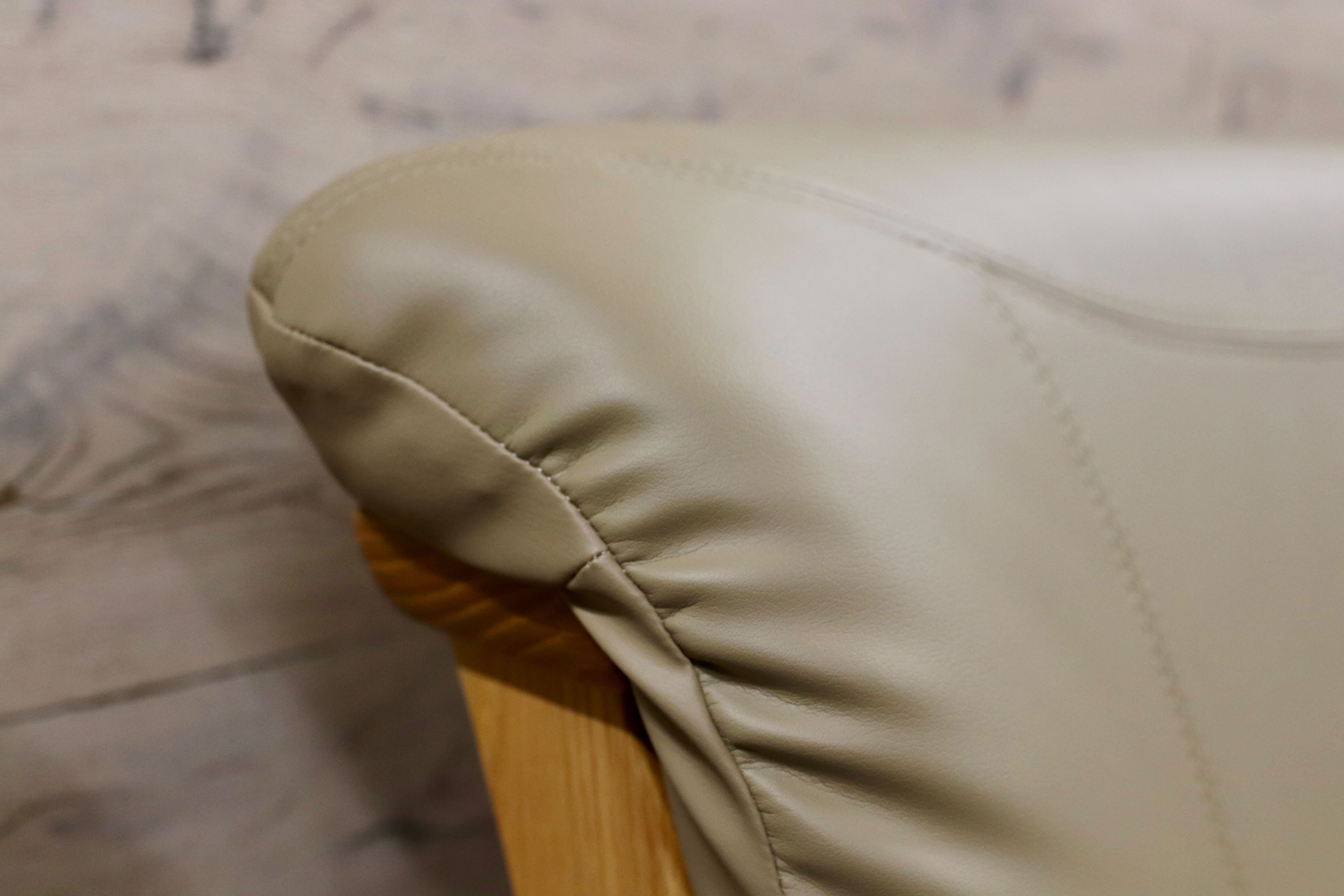 GMIS483D○NAGANO INTERIOR / ナガノインテリア 3人掛けソファ リビングソファ ベンチソファ トリプルソファ オーク材 合皮 美品