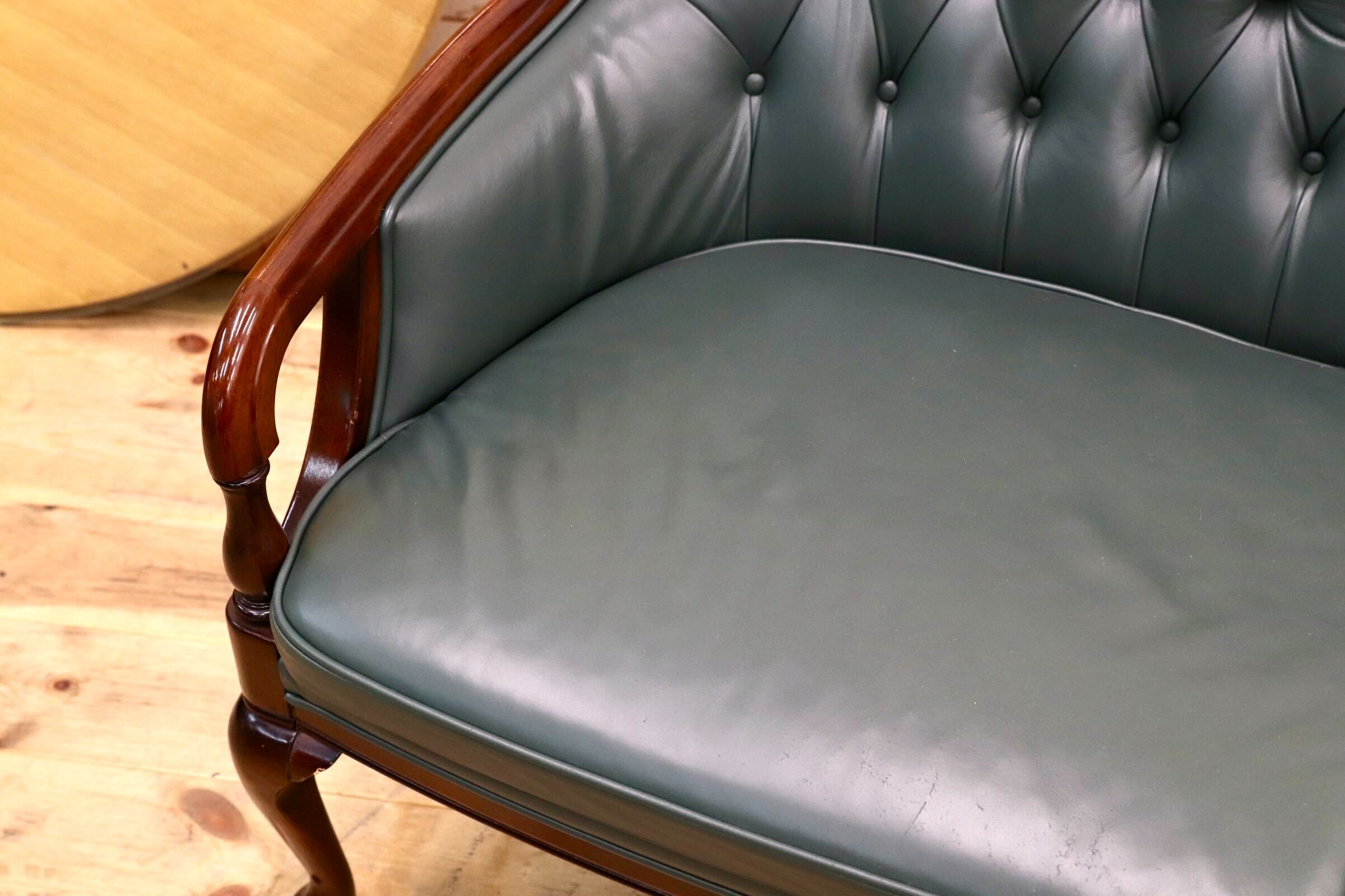 GMJK124A○maruni / マルニ ブリティッシュコレクション 2人掛けソファ ラブソファ 本革 ダークグリーン 英国クラシック