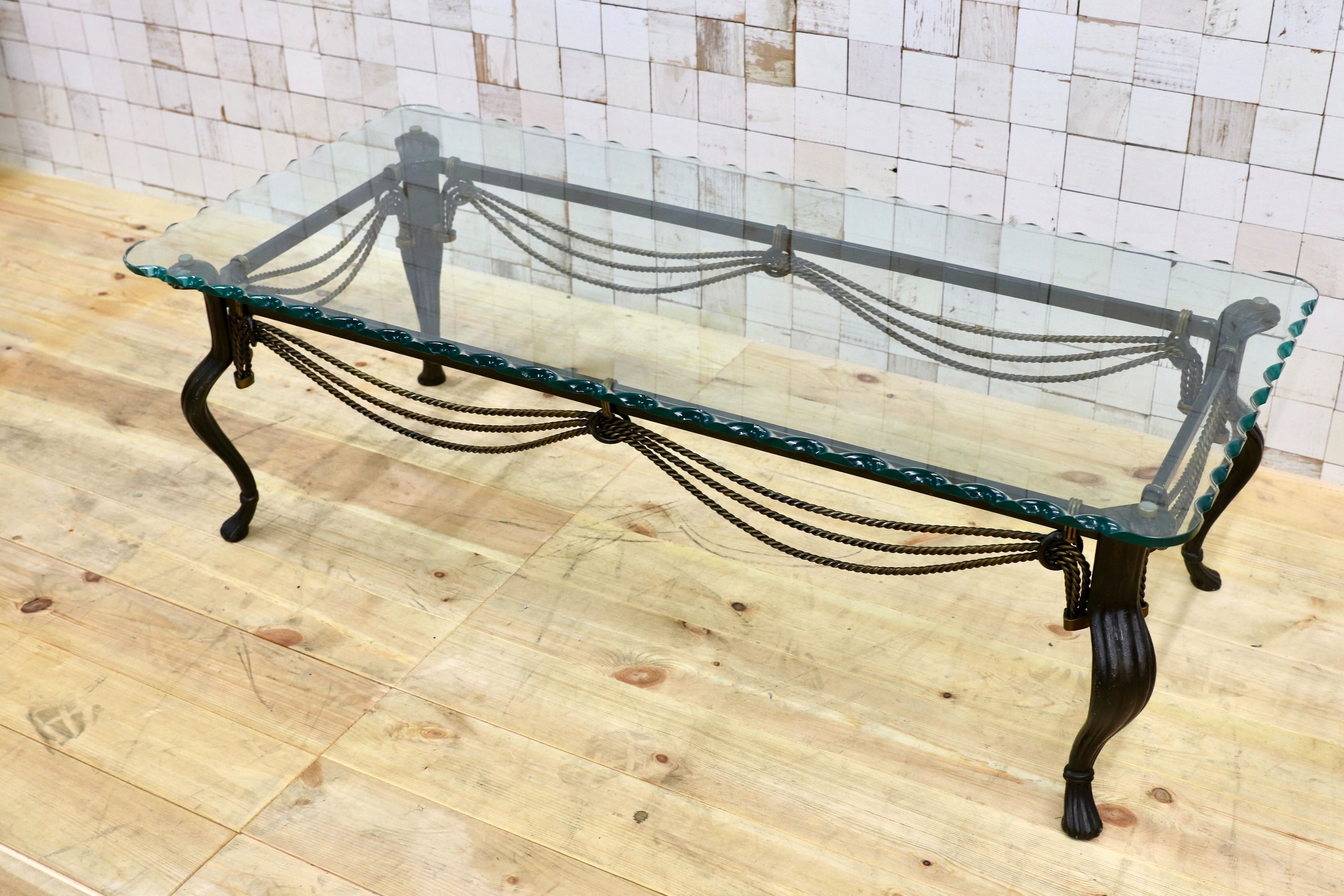 GMHK646B○インダストリアル モダン センターテーブル リビングテーブル ガラステーブル アイアンレッグ 検) セオドアアレキサンダー