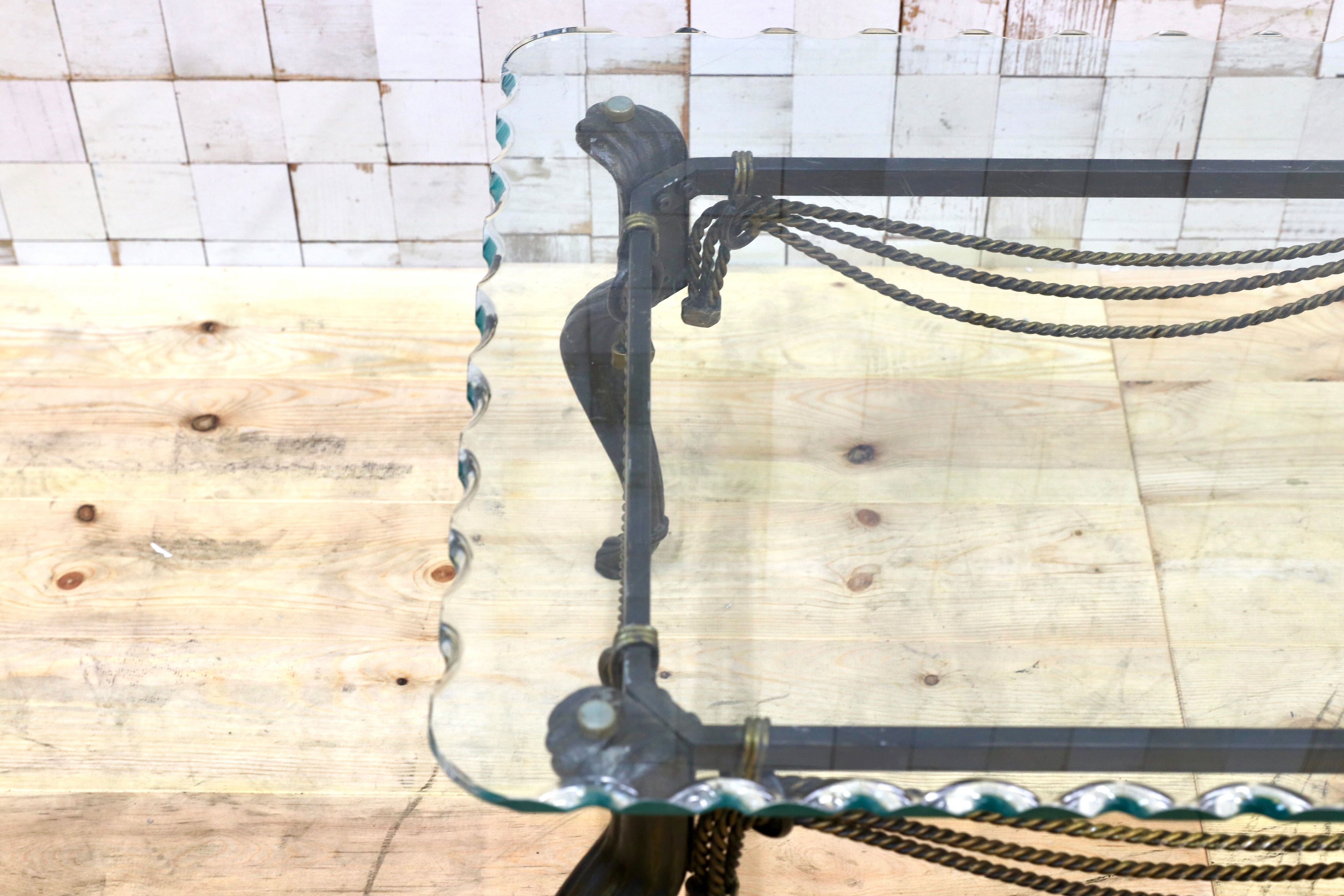 GMHK646B○インダストリアル モダン センターテーブル リビングテーブル ガラステーブル アイアンレッグ 検) セオドアアレキサンダー