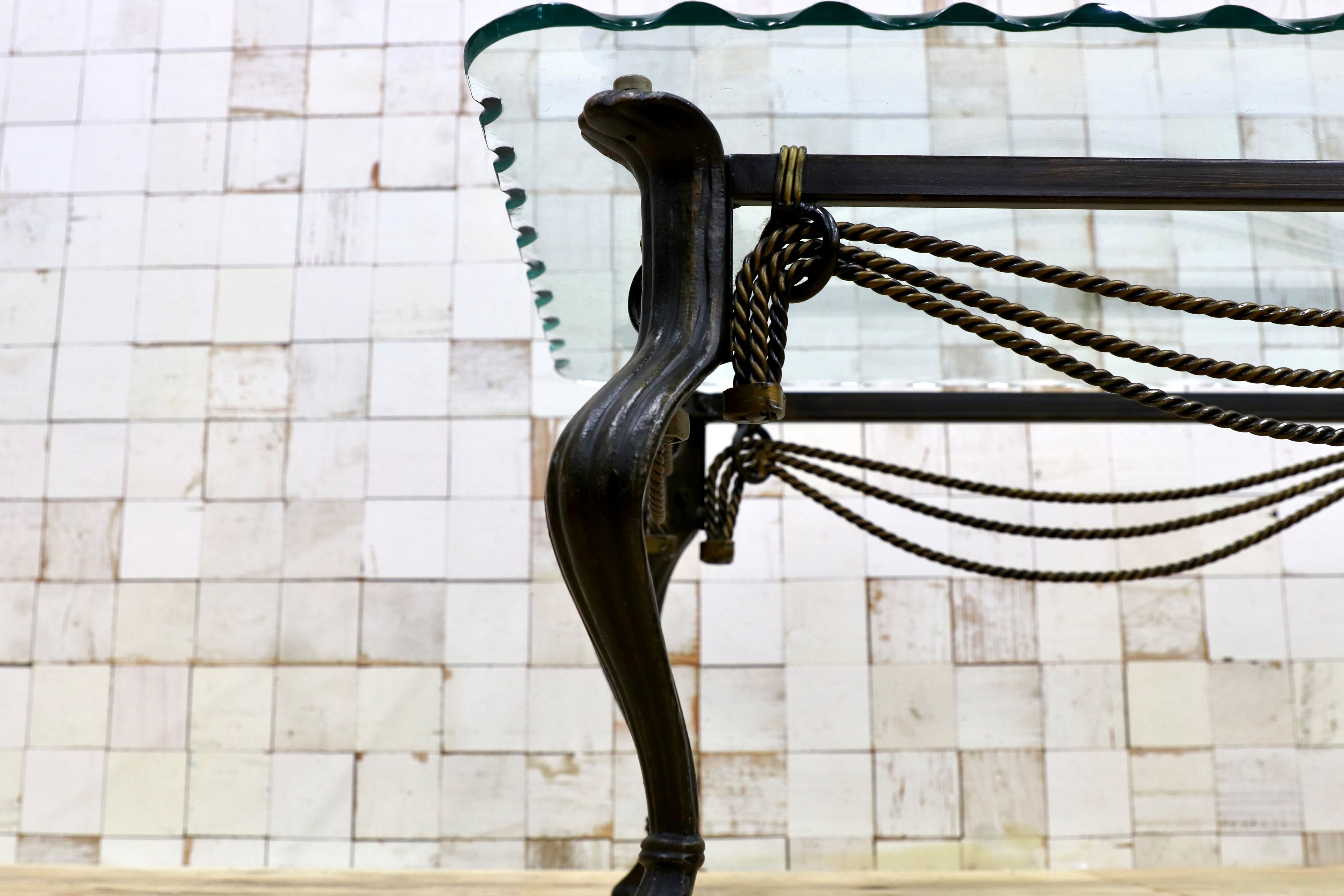 GMHK646B○インダストリアル モダン センターテーブル リビングテーブル ガラステーブル アイアンレッグ 検) セオドアアレキサンダー