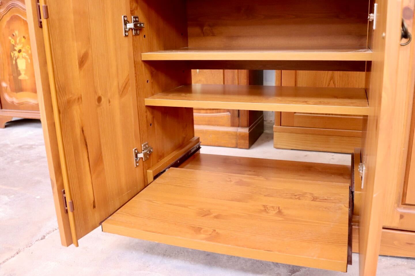 GMHN364○カントリー調 パイン キャビネット サイドボード 作業台 リビングボード 収納 木製 チェスト