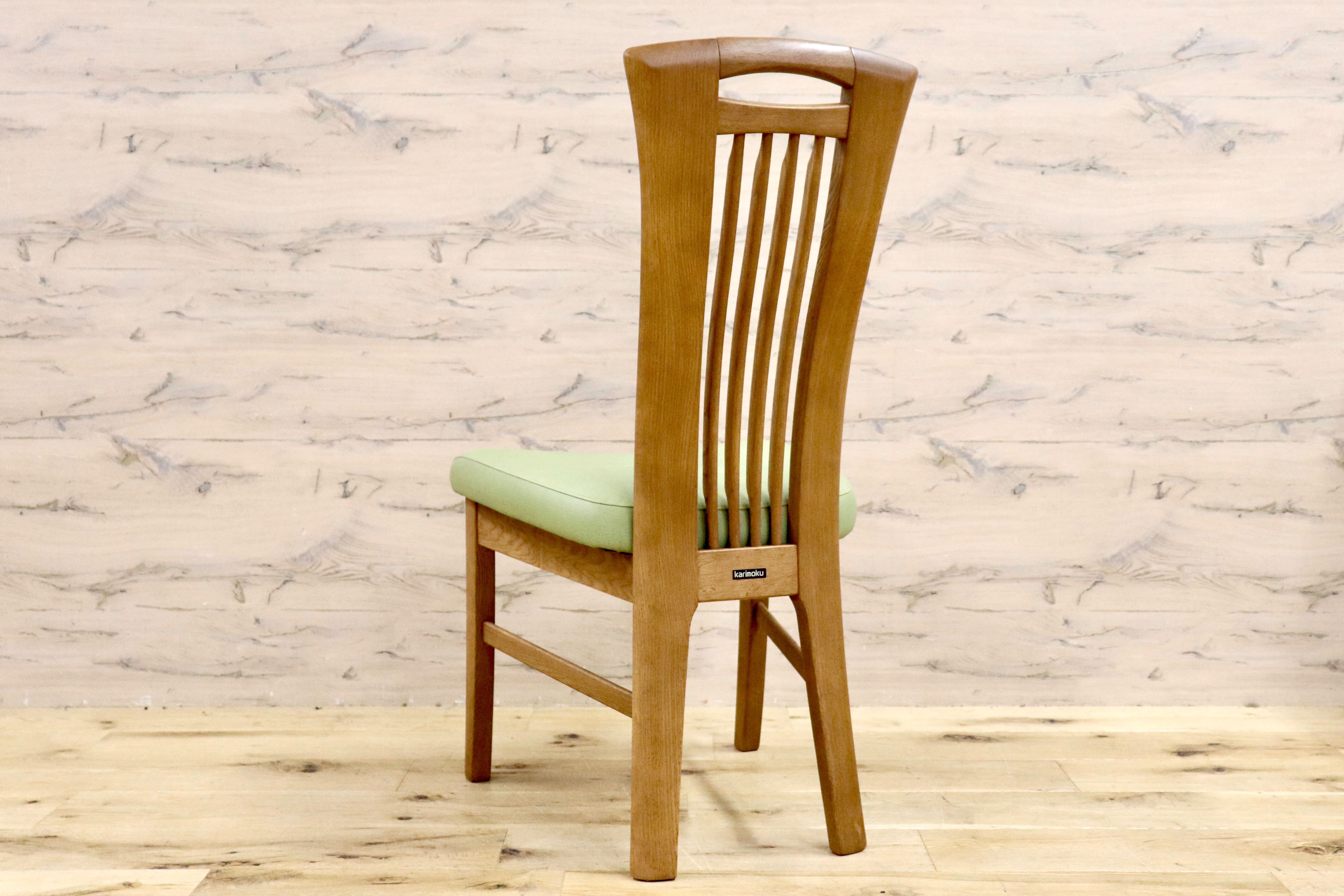 GMHS223A○karimoku / カリモク ダイニングチェア アームレスチェア 椅子 カントリー モダン レトロ オーク 合皮 グリーン 国産家具