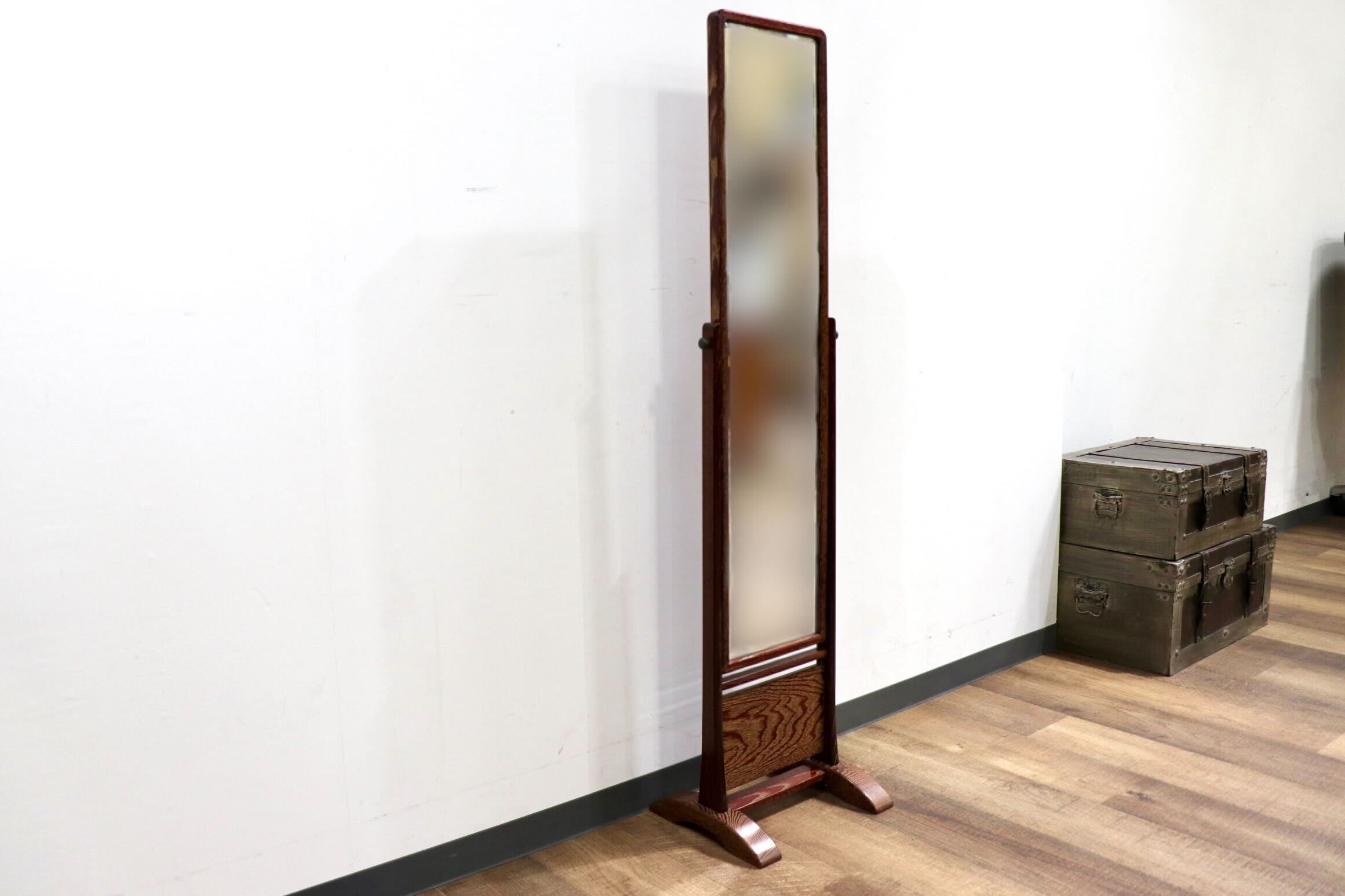 GMHK610○和モダン スタンドミラー 姿見 鏡 木製フレーム レトロ アンティーク 古民家 和室 座敷