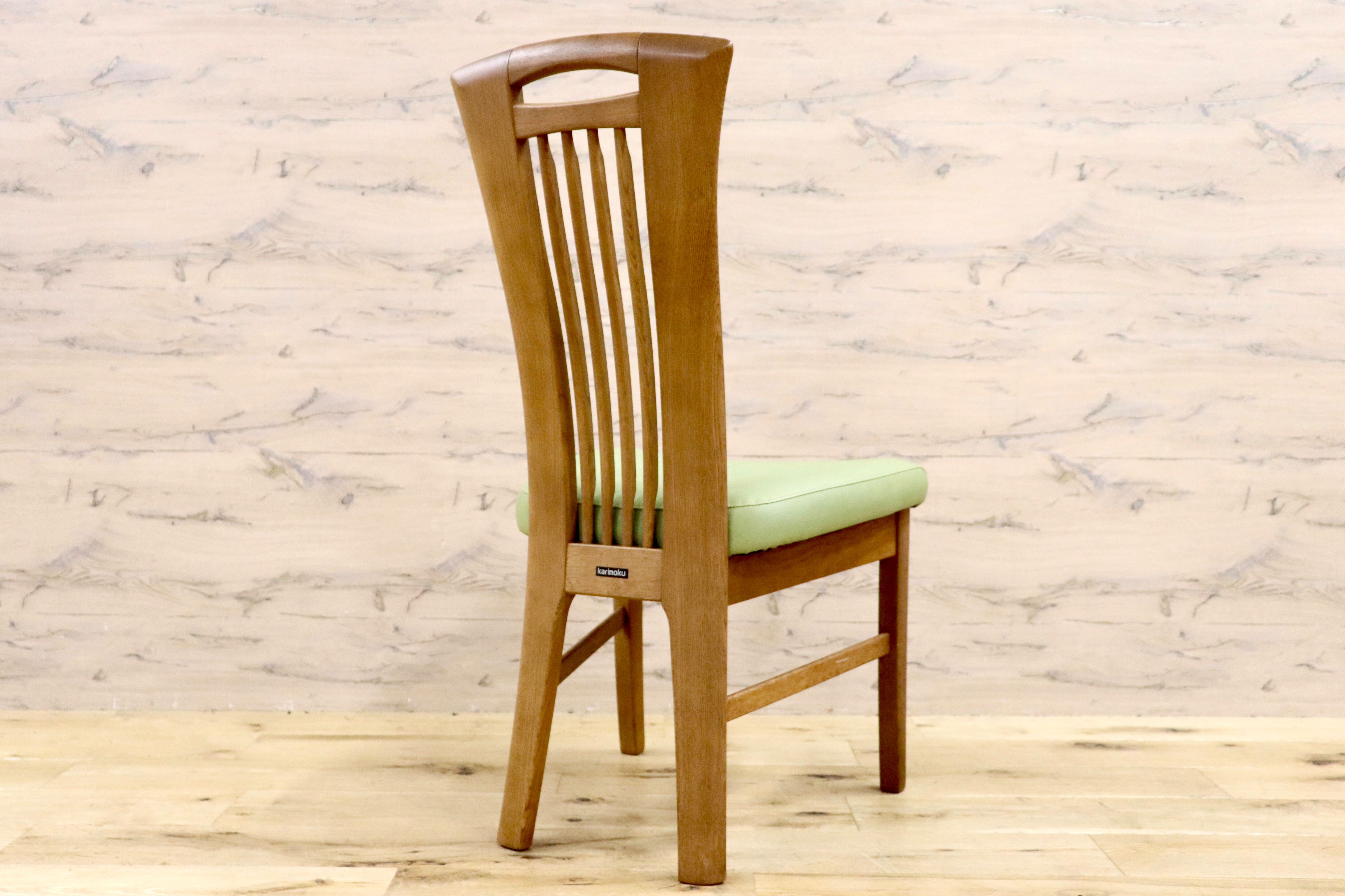 GMHS223A○karimoku / カリモク ダイニングチェア アームレスチェア 椅子 カントリー モダン レトロ オーク 合皮 グリーン 国産家具