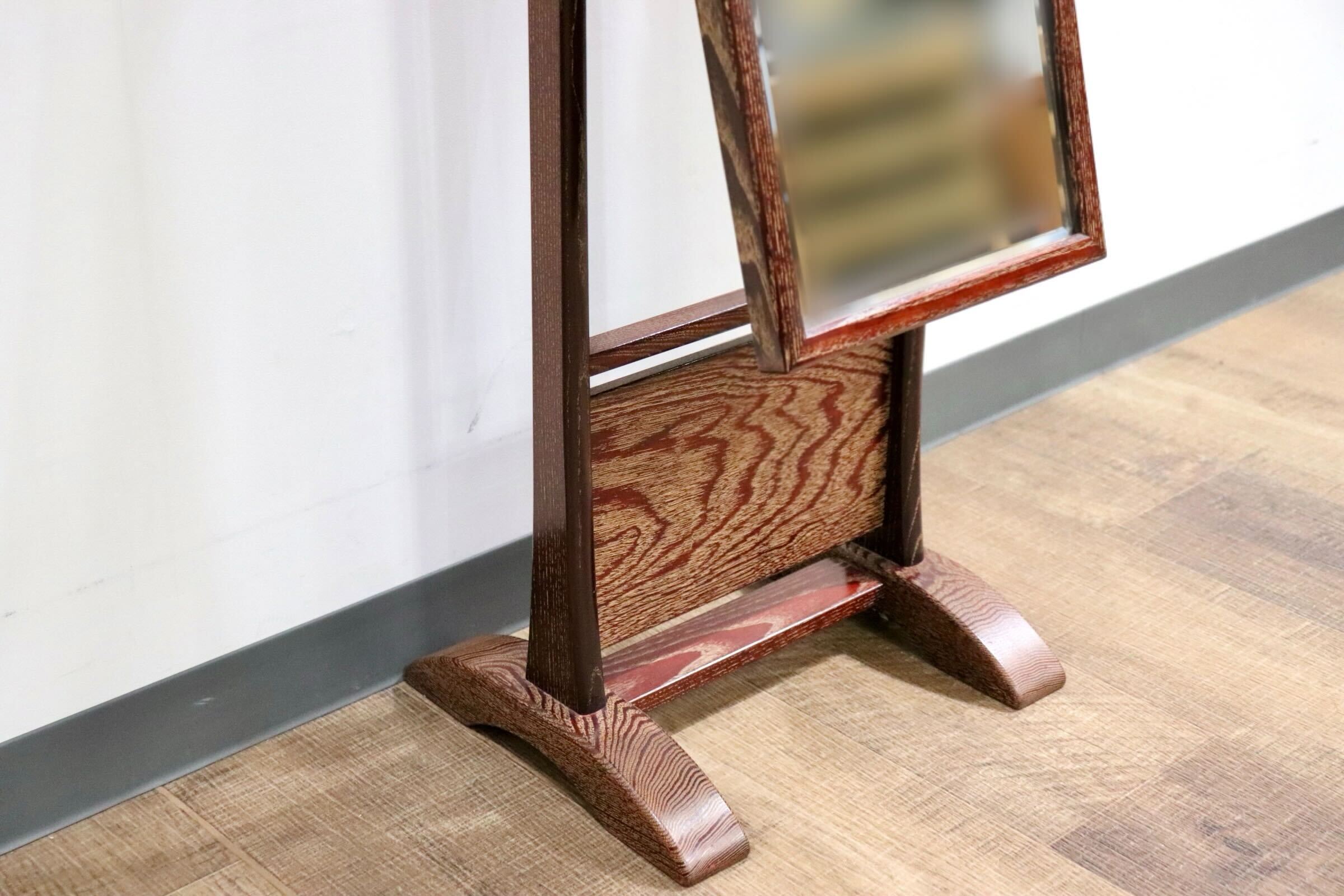 GMHK610○和モダン スタンドミラー 姿見 鏡 木製フレーム レトロ アンティーク 古民家 和室 座敷