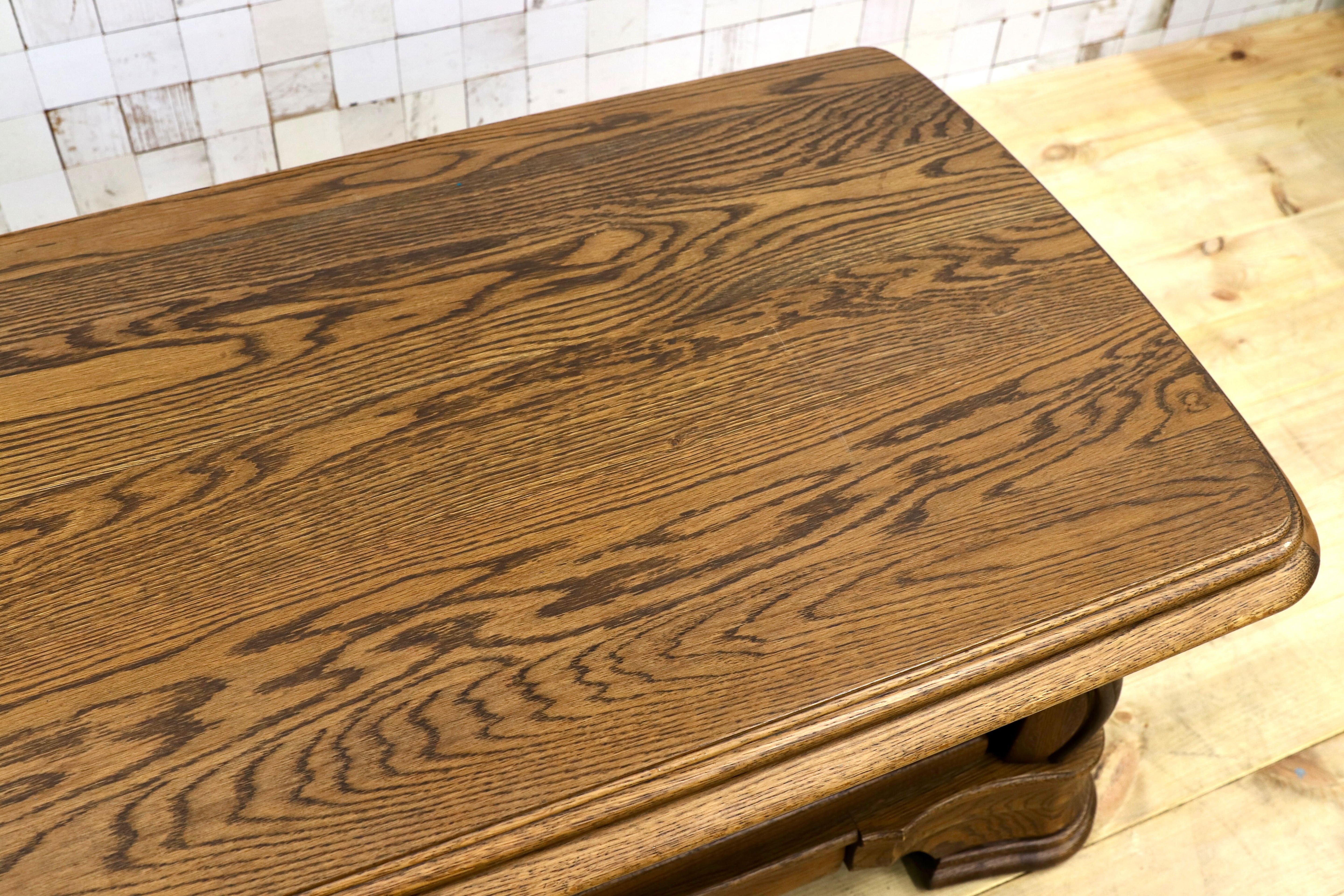 GMGT226○オランダ製 ダッチカントリー オーク無垢材 センターテーブル リビングテーブル クラシック アンティーク 応接 机