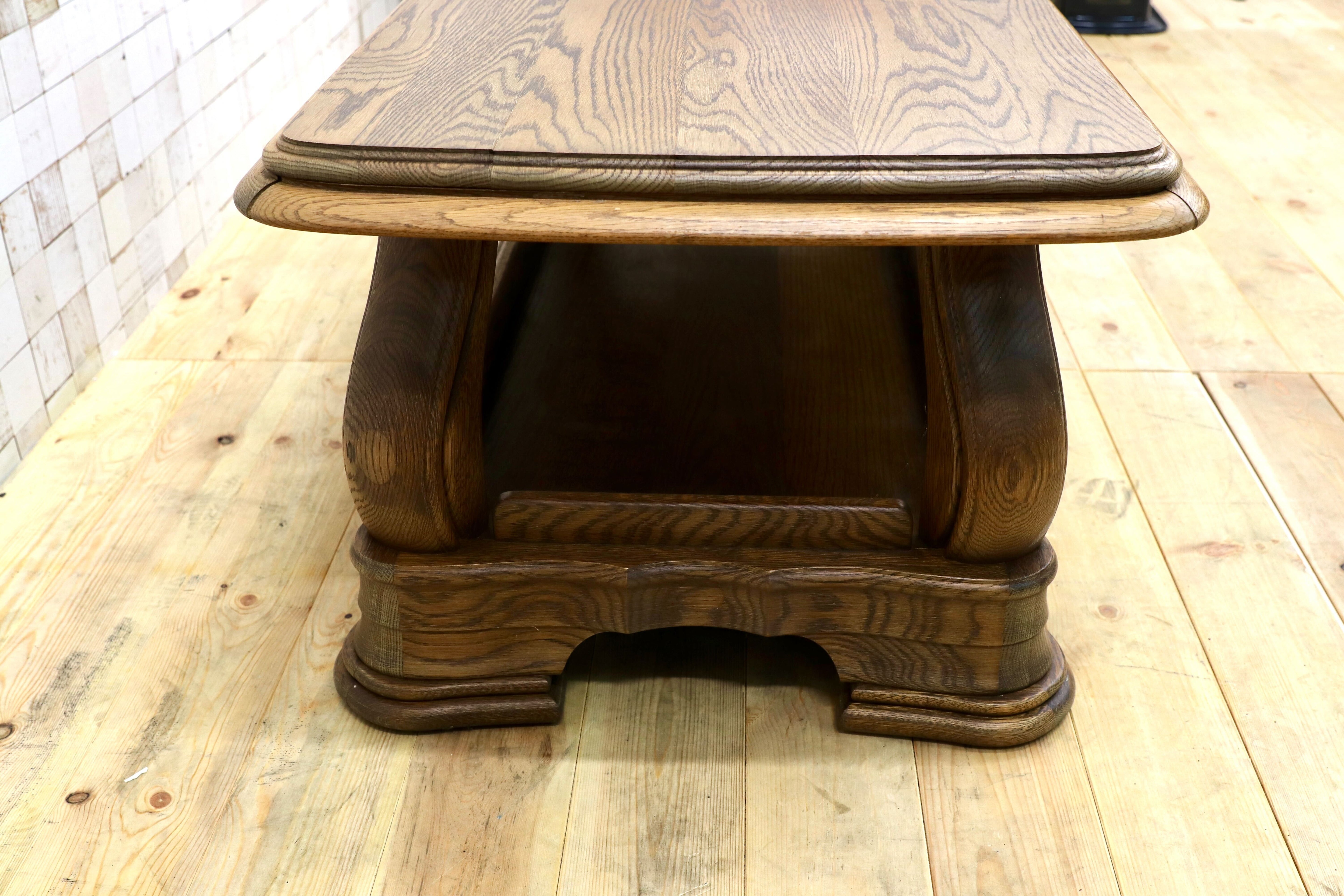 GMGT226○オランダ製 ダッチカントリー オーク無垢材 センターテーブル リビングテーブル クラシック アンティーク 応接 机