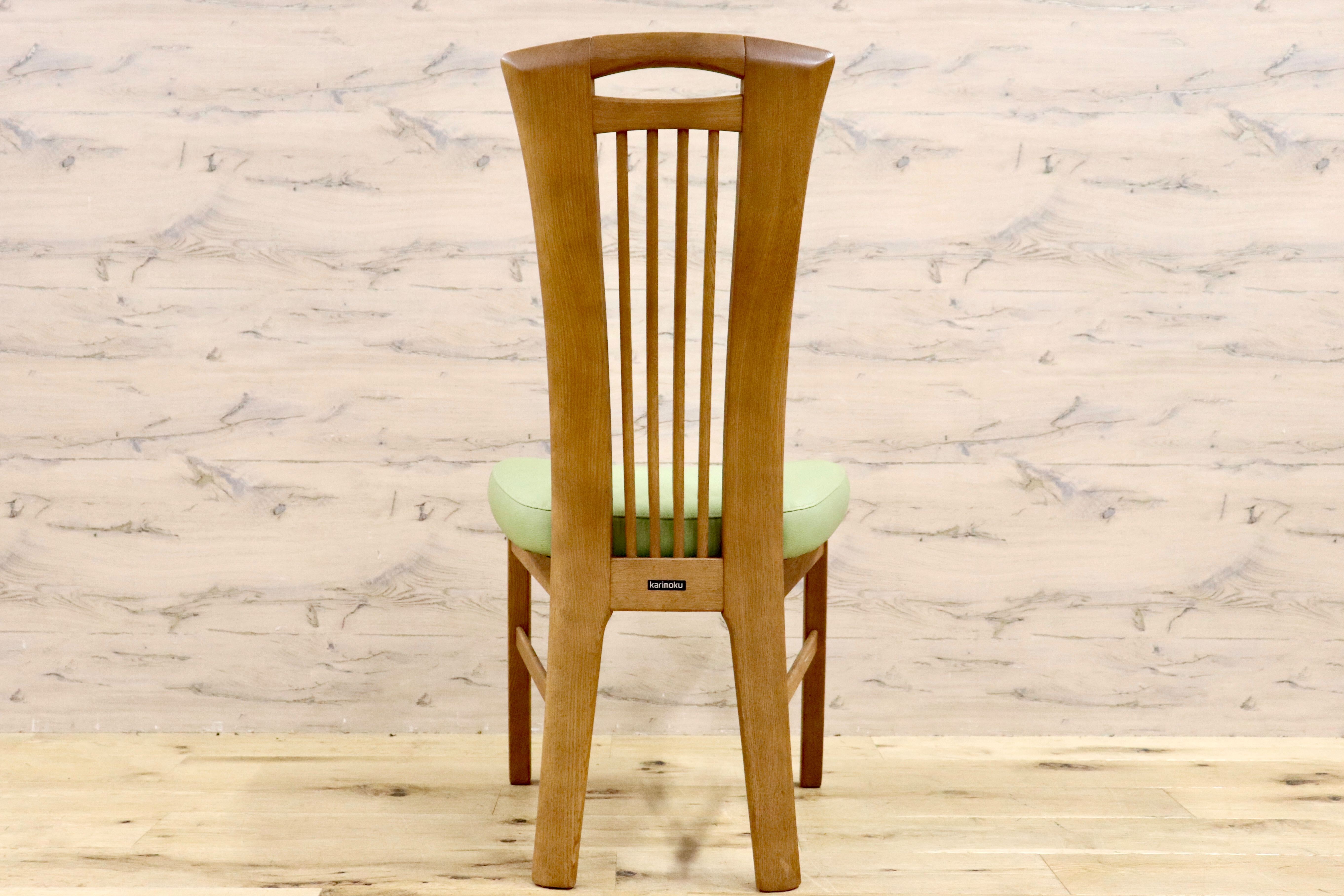 GMHS223A○karimoku / カリモク ダイニングチェア アームレスチェア 椅子 カントリー モダン レトロ オーク 合皮 グリーン 国産家具