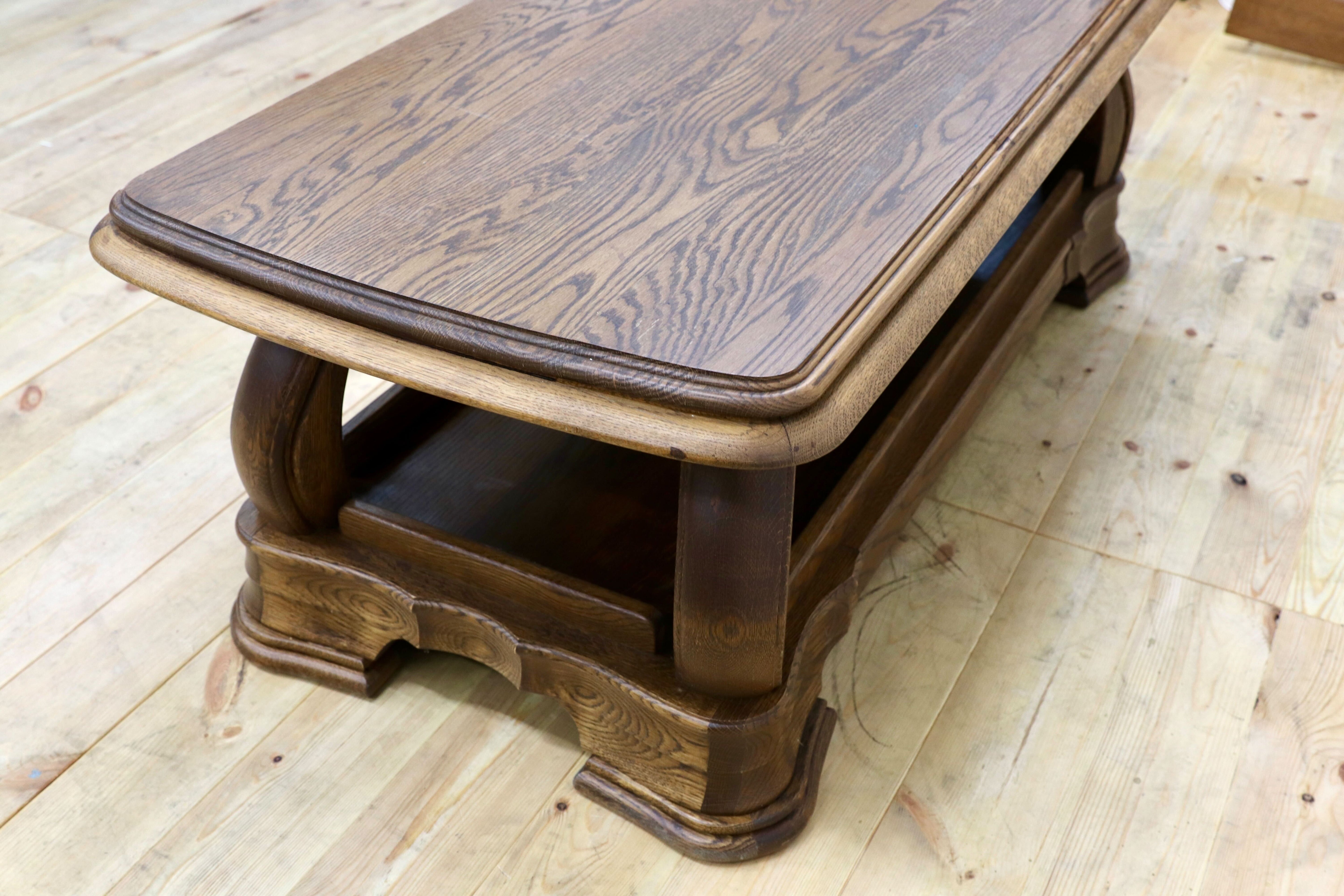 GMGT226○オランダ製 ダッチカントリー オーク無垢材 センターテーブル リビングテーブル クラシック アンティーク 応接 机