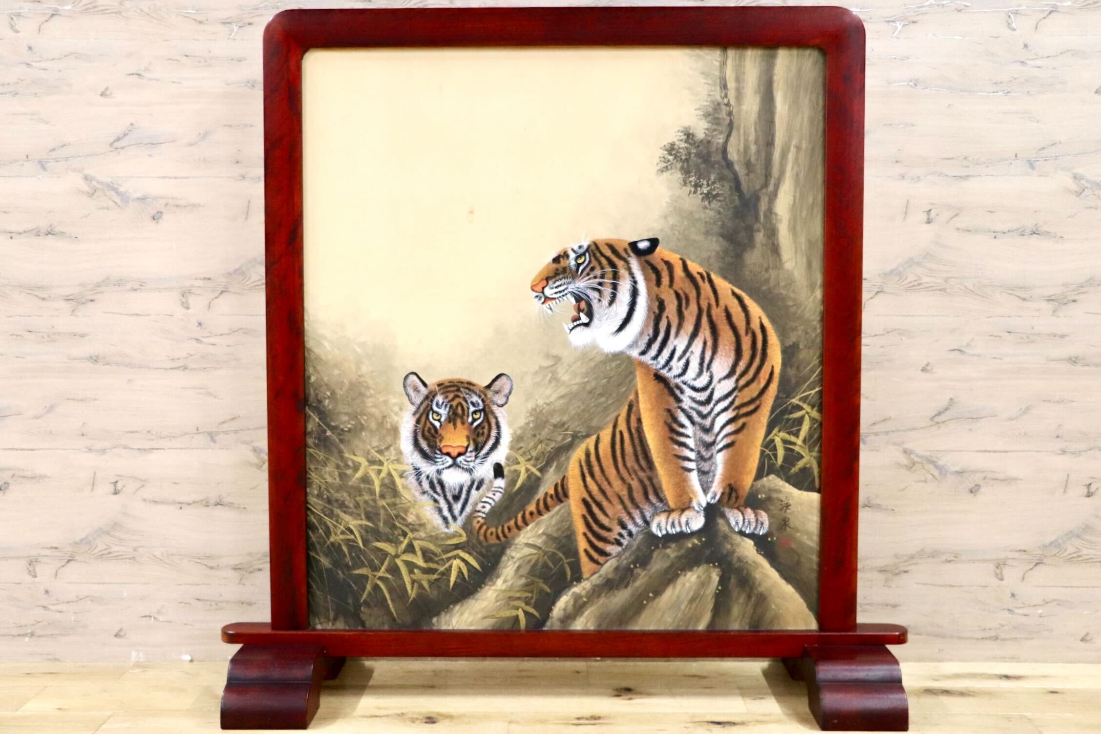 GMHH443○衝立 パーテーション オブジェ 飾り板 仕切り板 和家具 和モダン 和室 座敷 渓泉 アンティーク