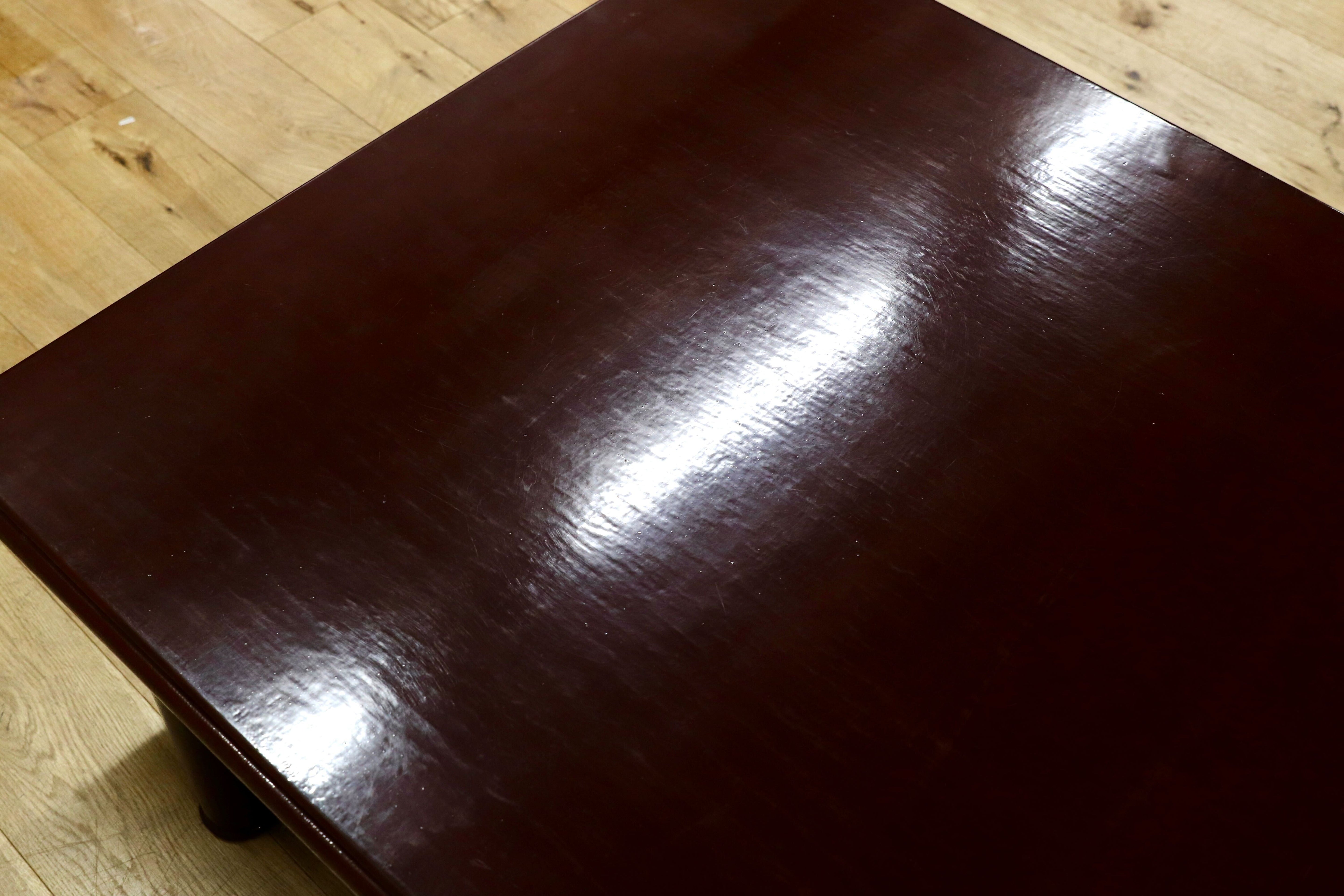 GMGT209○広沢平安 伝統工芸 座卓 センターテーブル ローテーブル リビングテーブル 和家具 座敷 和室 茶の間 朱塗り アンティーク